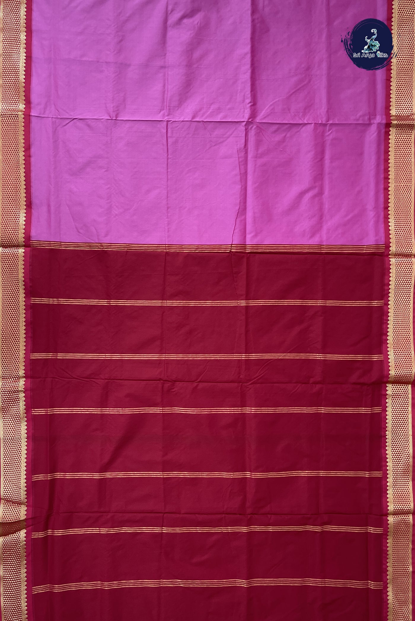 Lotus Pink 10 Yards Semi Silk With Plain Pattern