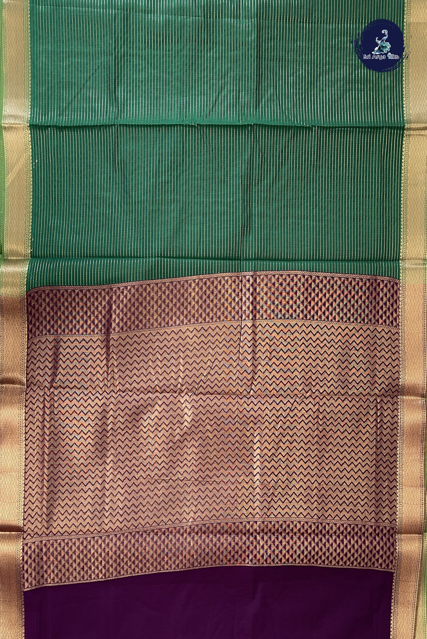 Green Madisar Semi Silk Cotton Saree With Vaira Oosi Pattern
