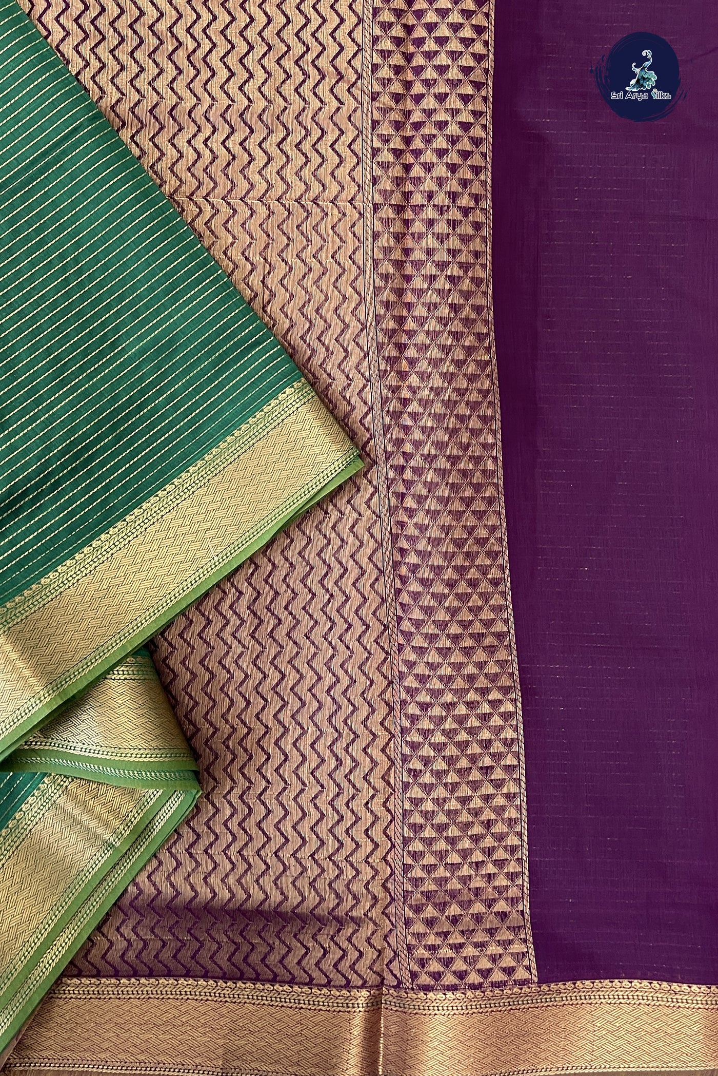 Green Madisar Semi Silk Cotton Saree With Vaira Oosi Pattern