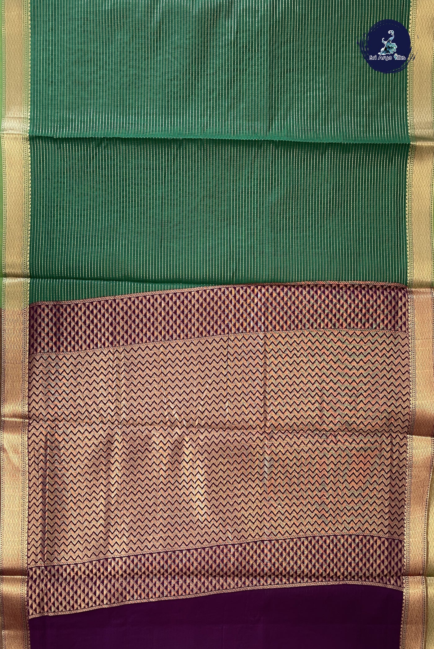 Green Madisar Semi Silk Cotton Saree With Vaira Oosi Pattern