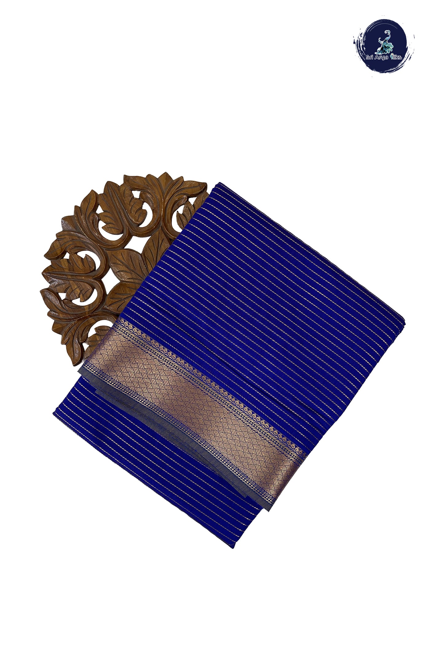 MS Blue Madisar Semi Silk Cotton Saree With Vaira Oosi Pattern