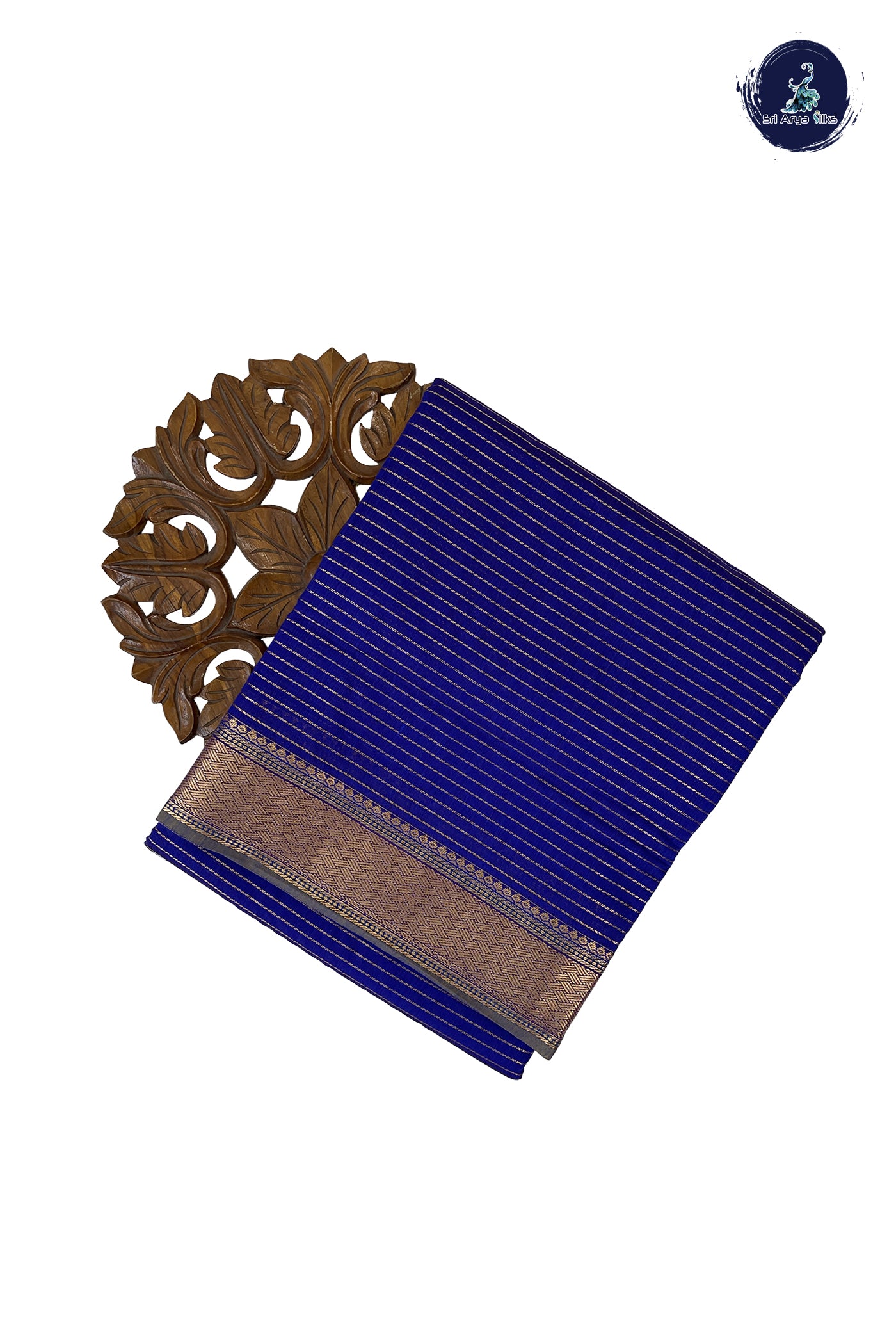 MS Blue Madisar Semi Silk Cotton Saree With Vaira Oosi Pattern