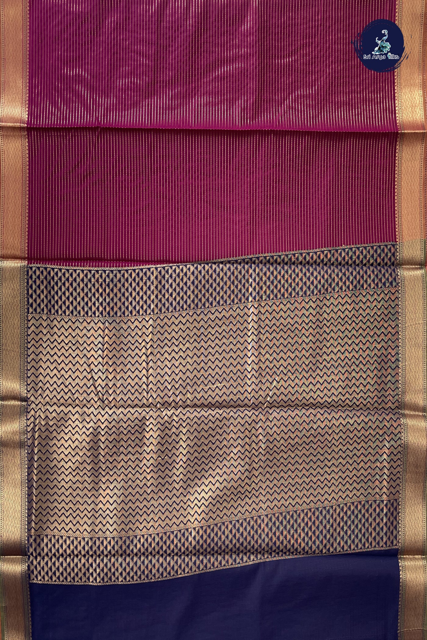 Pinkish Maroon Madisar Semi Silk Cotton Saree With Vaira Oosi Pattern
