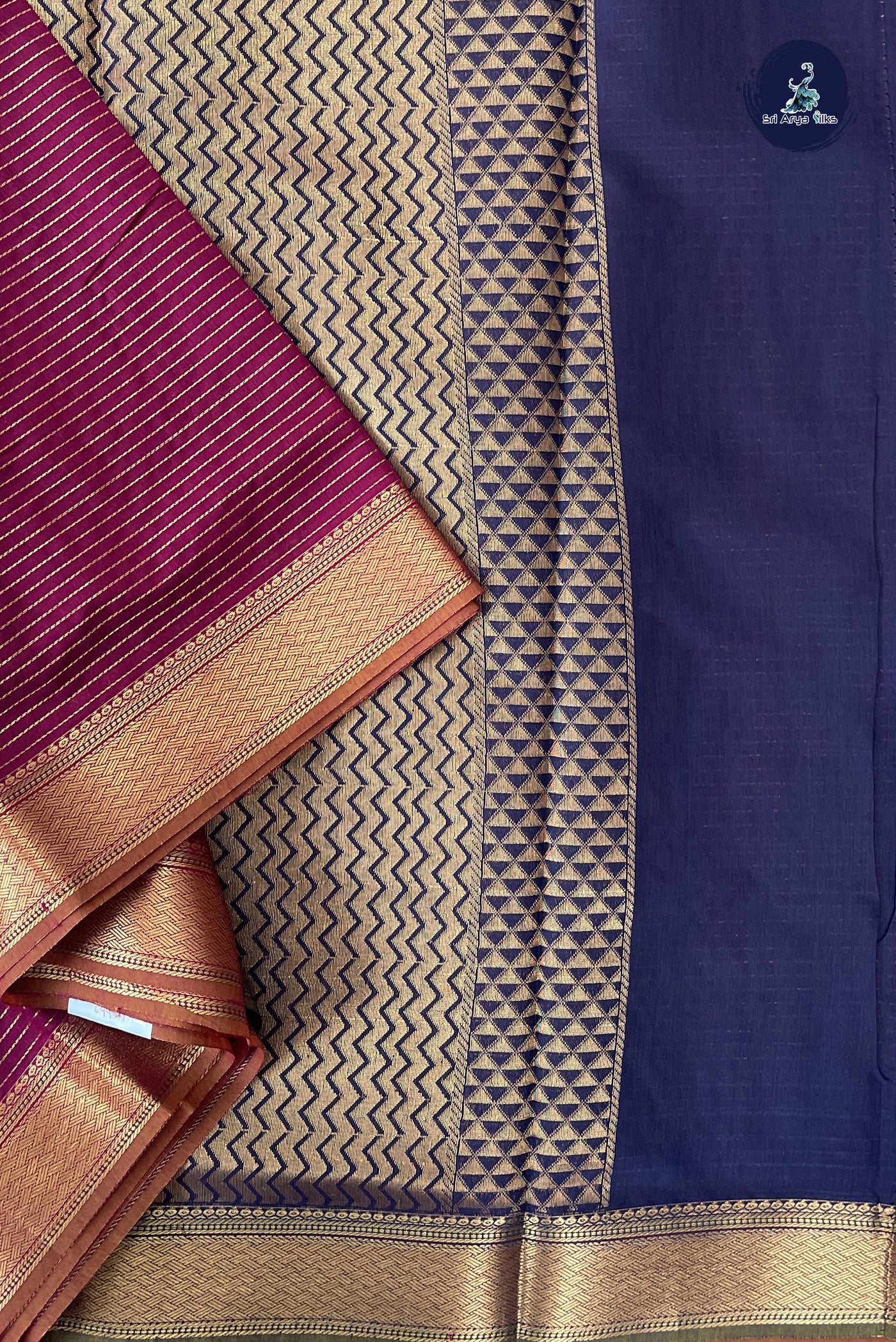 Pinkish Maroon Madisar Semi Silk Cotton Saree With Vaira Oosi Pattern