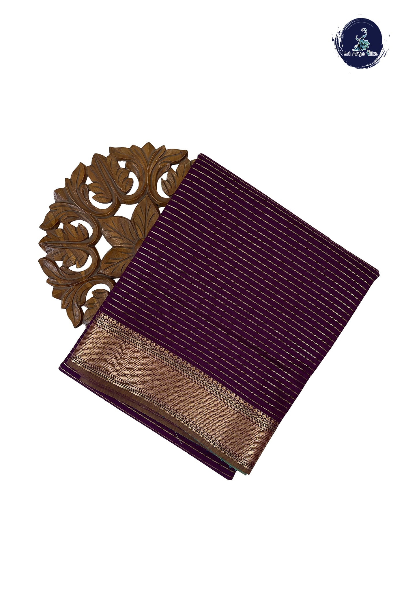 Dark Brinjal Madisar Semi Silk Cotton Saree With Vaira Oosi Pattern