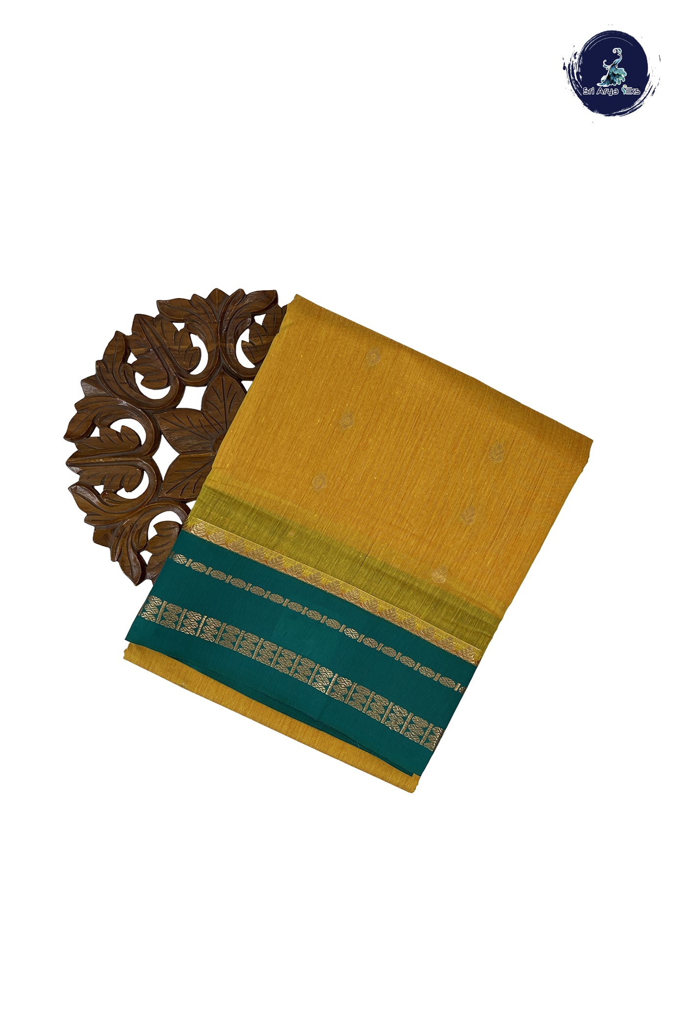 Yellow Madisar Semi Silk Cotton Saree With Zari Buttas Pattern