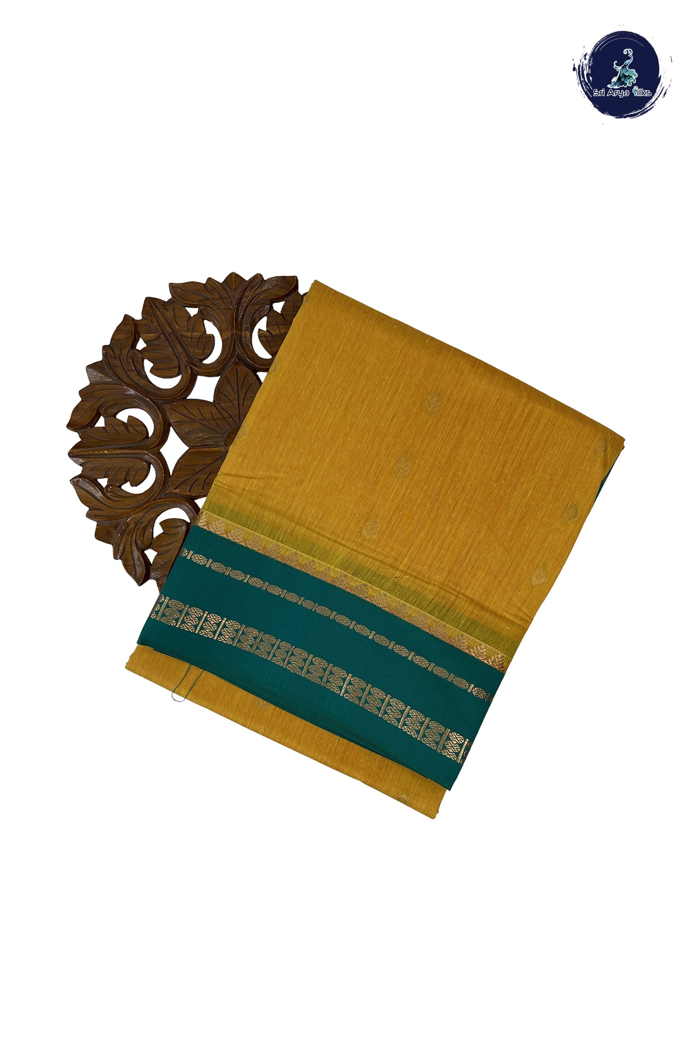 Yellow Madisar Semi Silk Cotton Saree With Zari Buttas Pattern