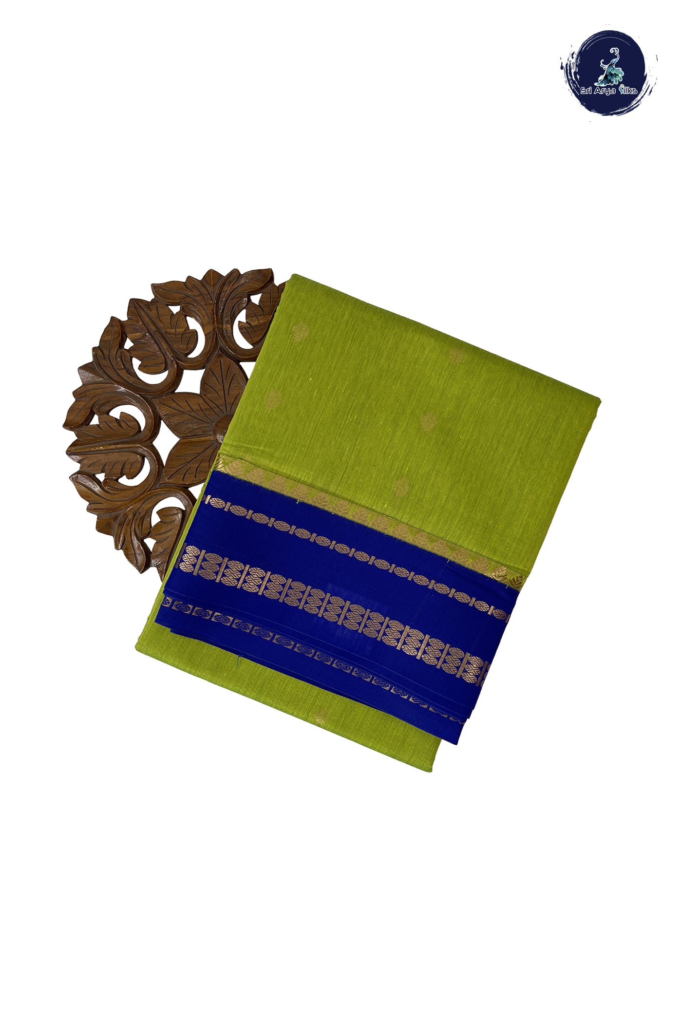 Lime Green Madisar Semi Silk Cotton Saree With Zari Buttas Pattern