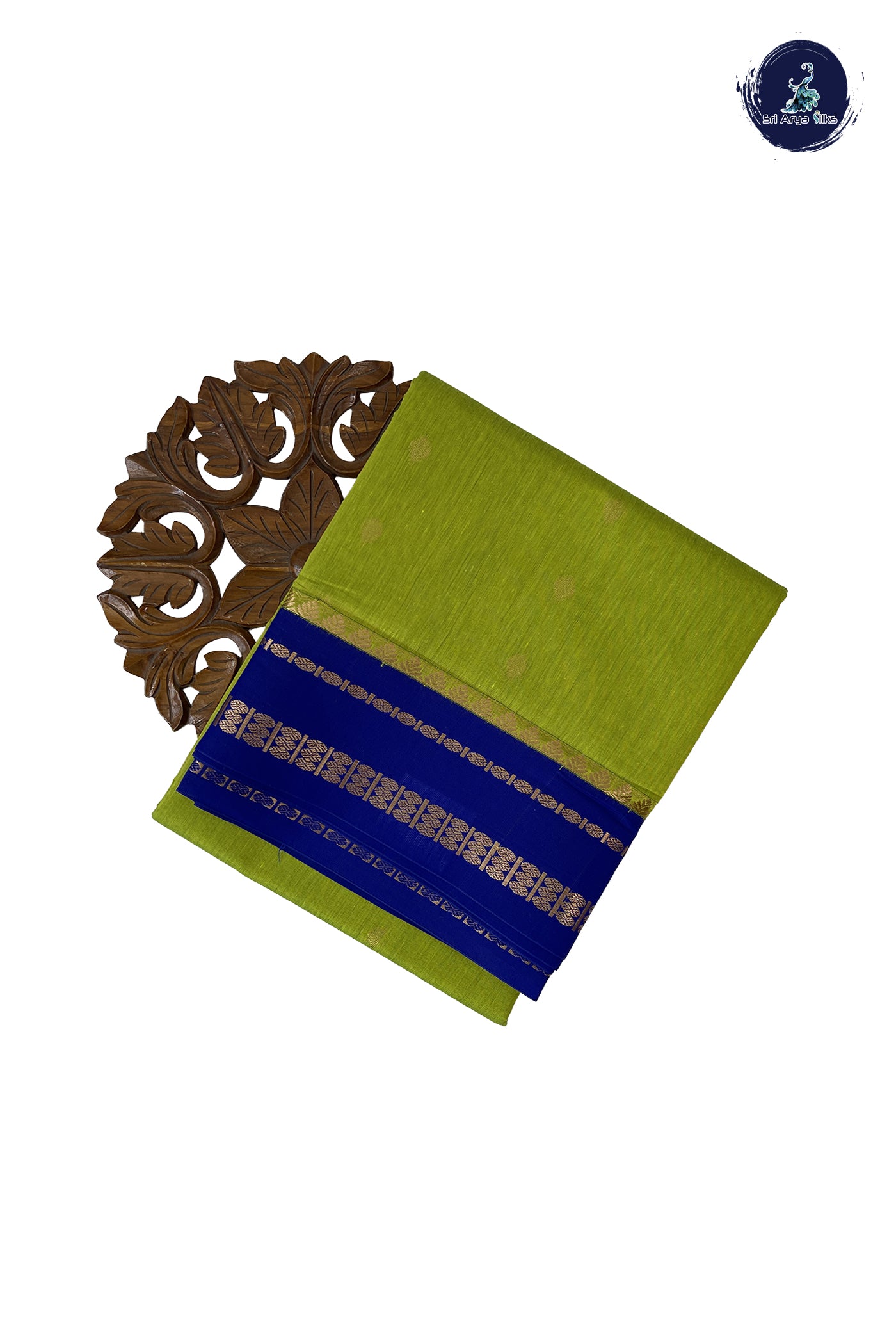 Lime Green Madisar Semi Silk Cotton Saree With Zari Buttas Pattern