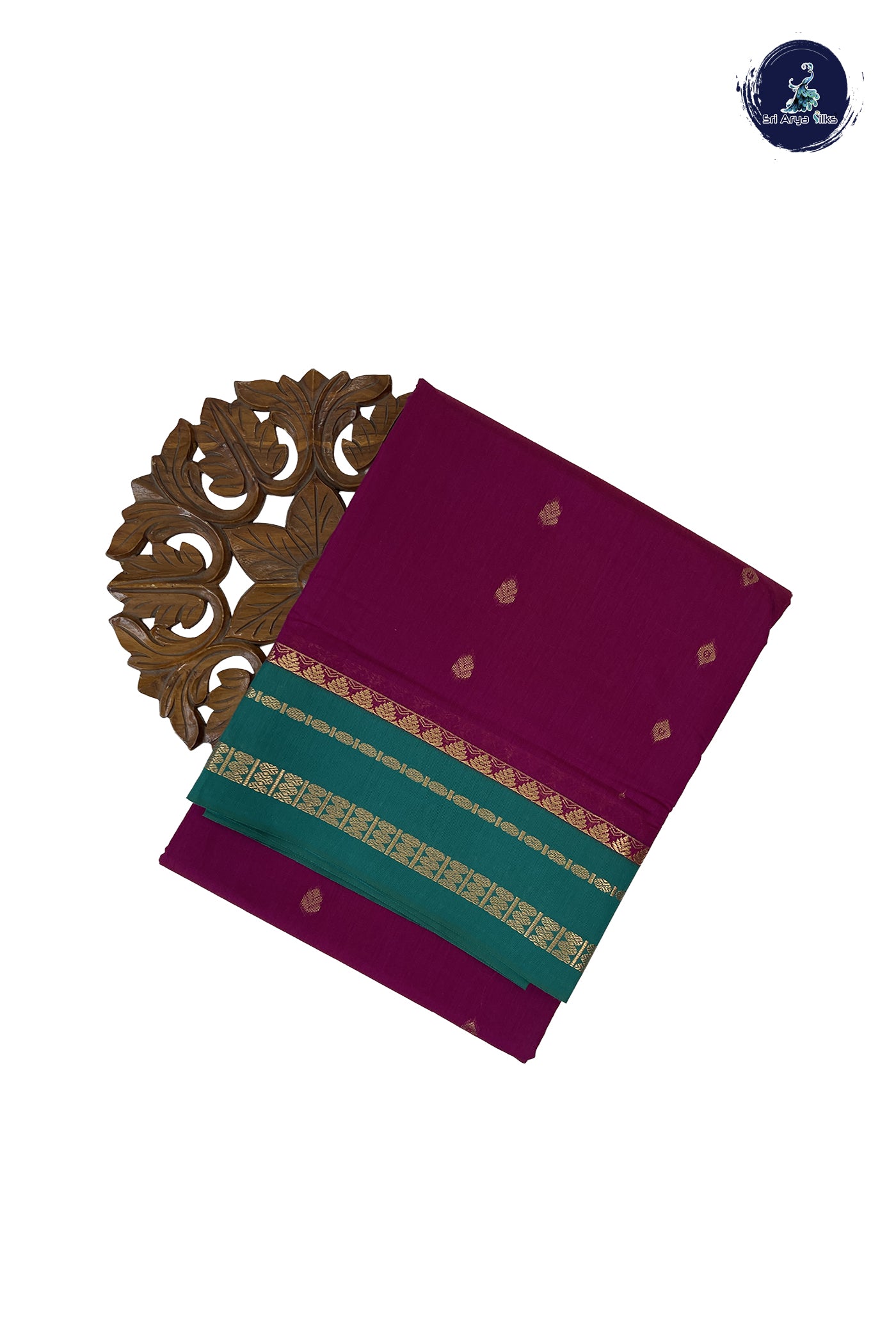 Magenta Madisar Semi Silk Cotton Saree With Zari Buttas Pattern