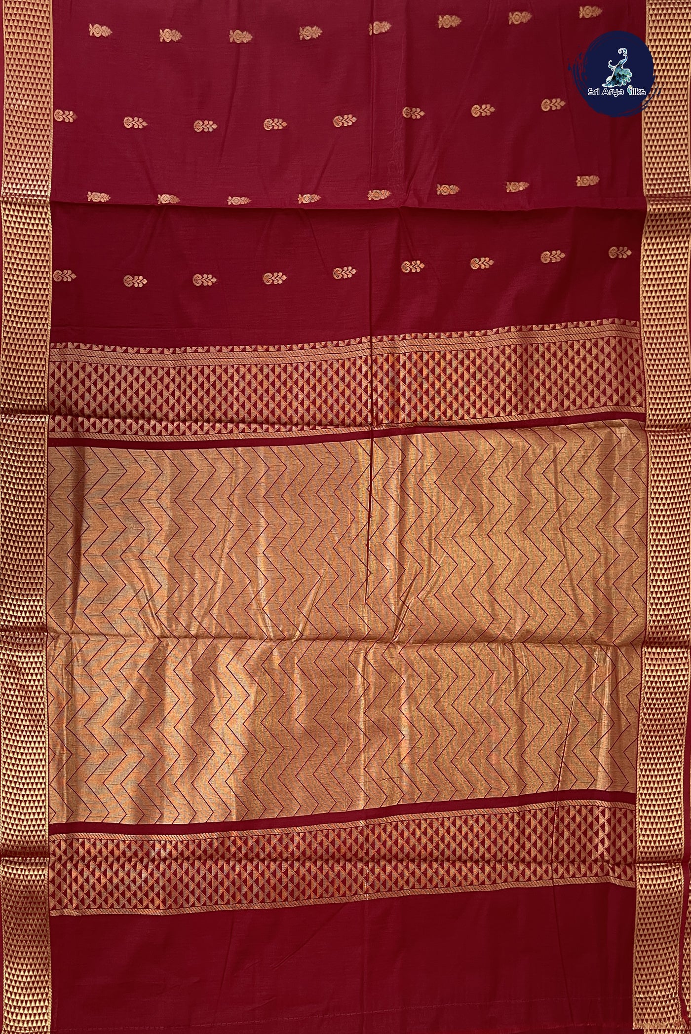 Arakku Madisar Semi Silk Cotton Saree With Zari Buttas Pattern
