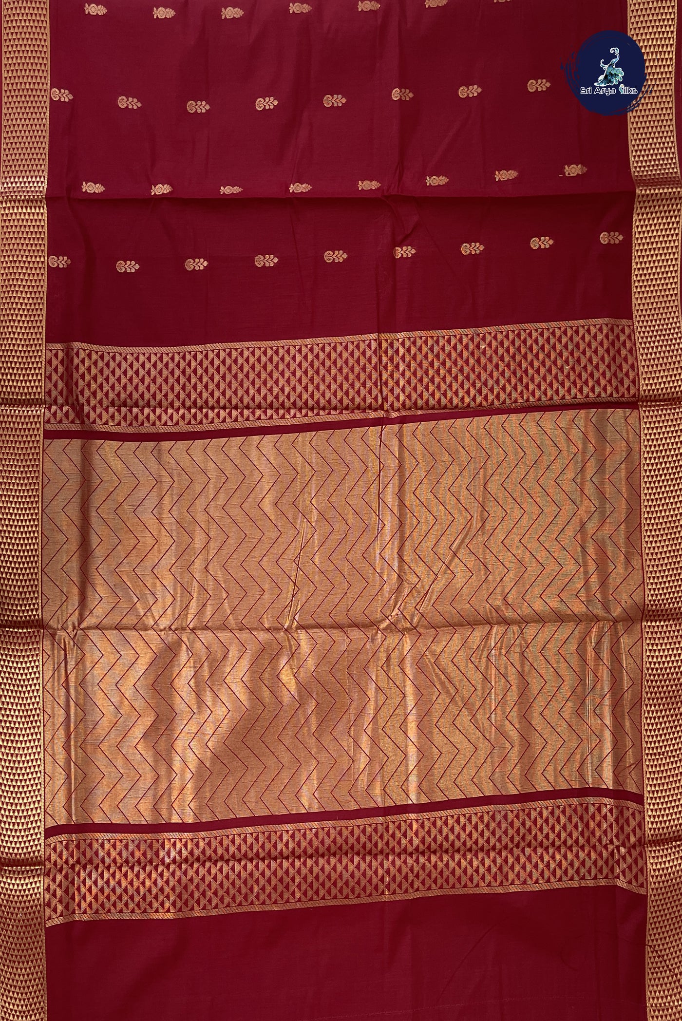 Arakku Madisar Semi Silk Cotton Saree With Zari Buttas Pattern