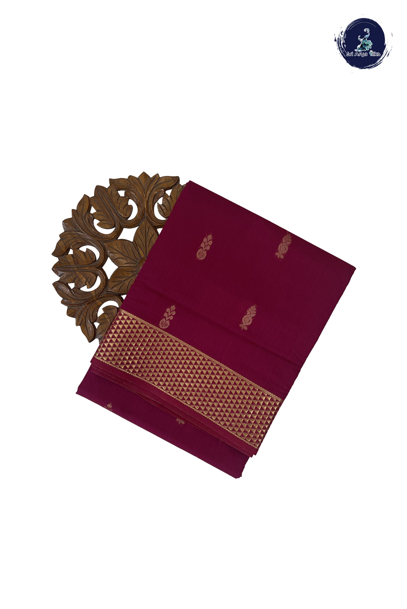 Pinkish Maroon Madisar Semi Silk Cotton Saree With Zari Buttas Pattern