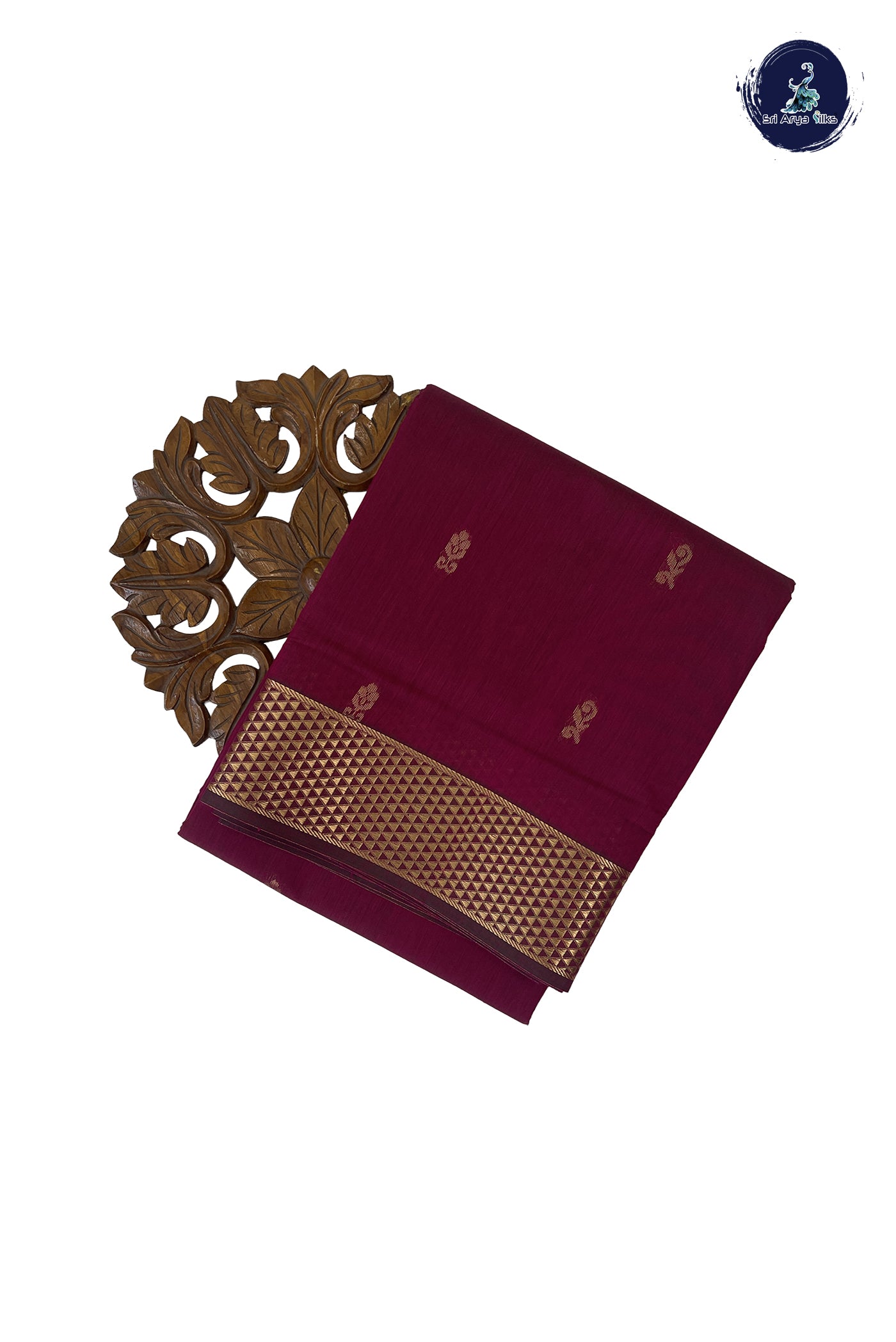 Pinkish Maroon Madisar Semi Silk Cotton Saree With Zari Buttas Pattern