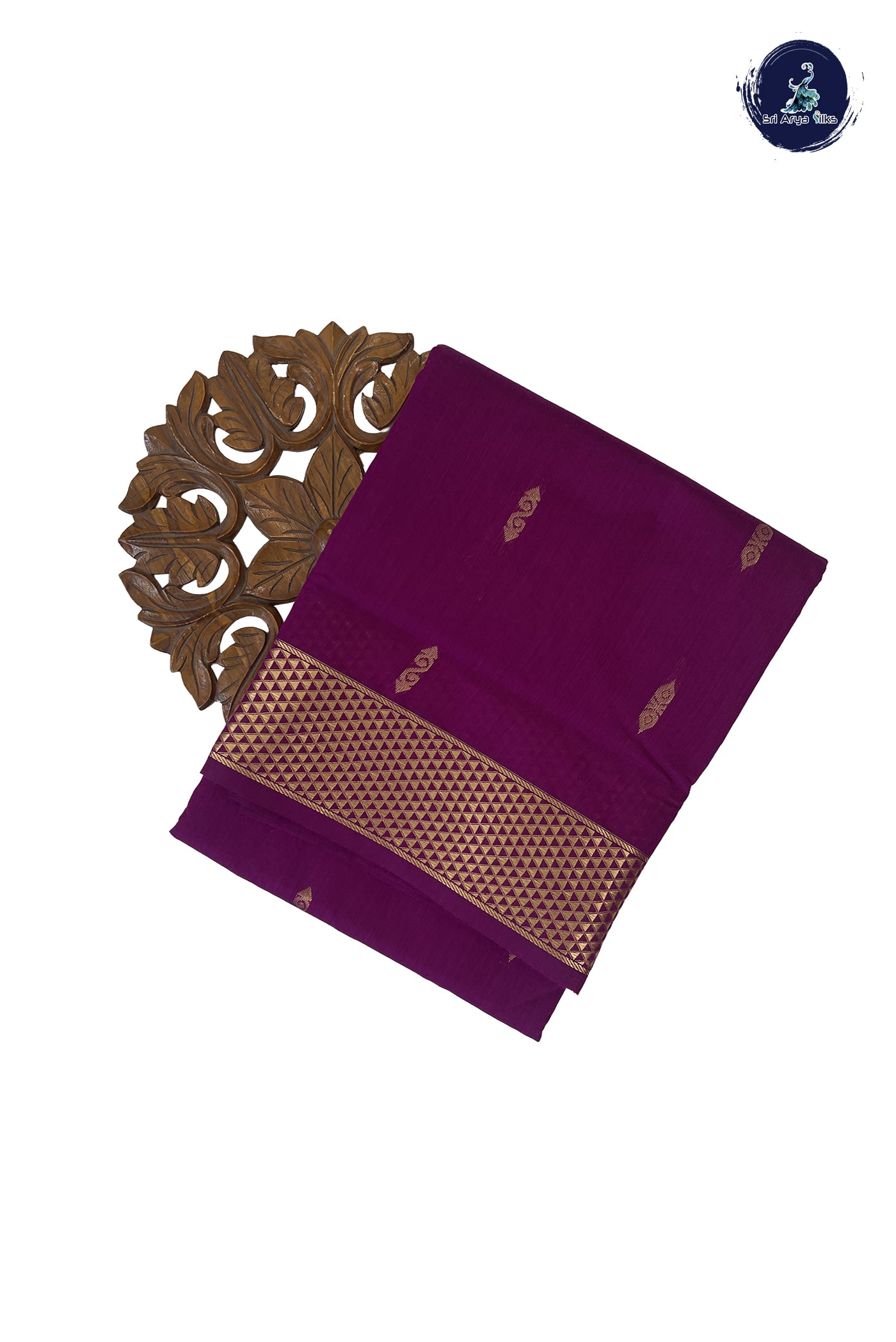 Magenta Purple Madisar Semi Silk Cotton Saree With Zari Buttas Pattern