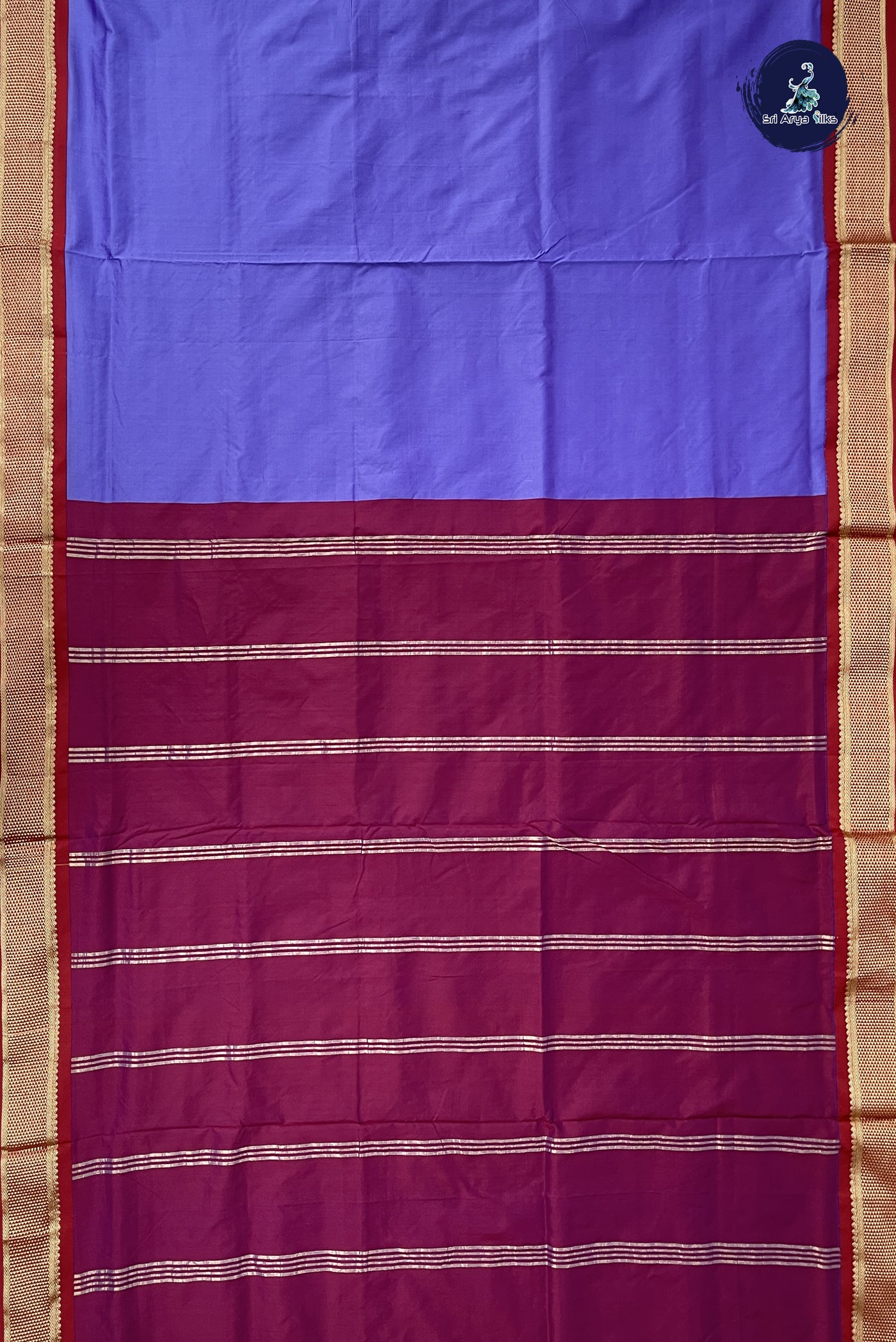 Lavender Madisar Semi Silk Saree With Plain Pattern
