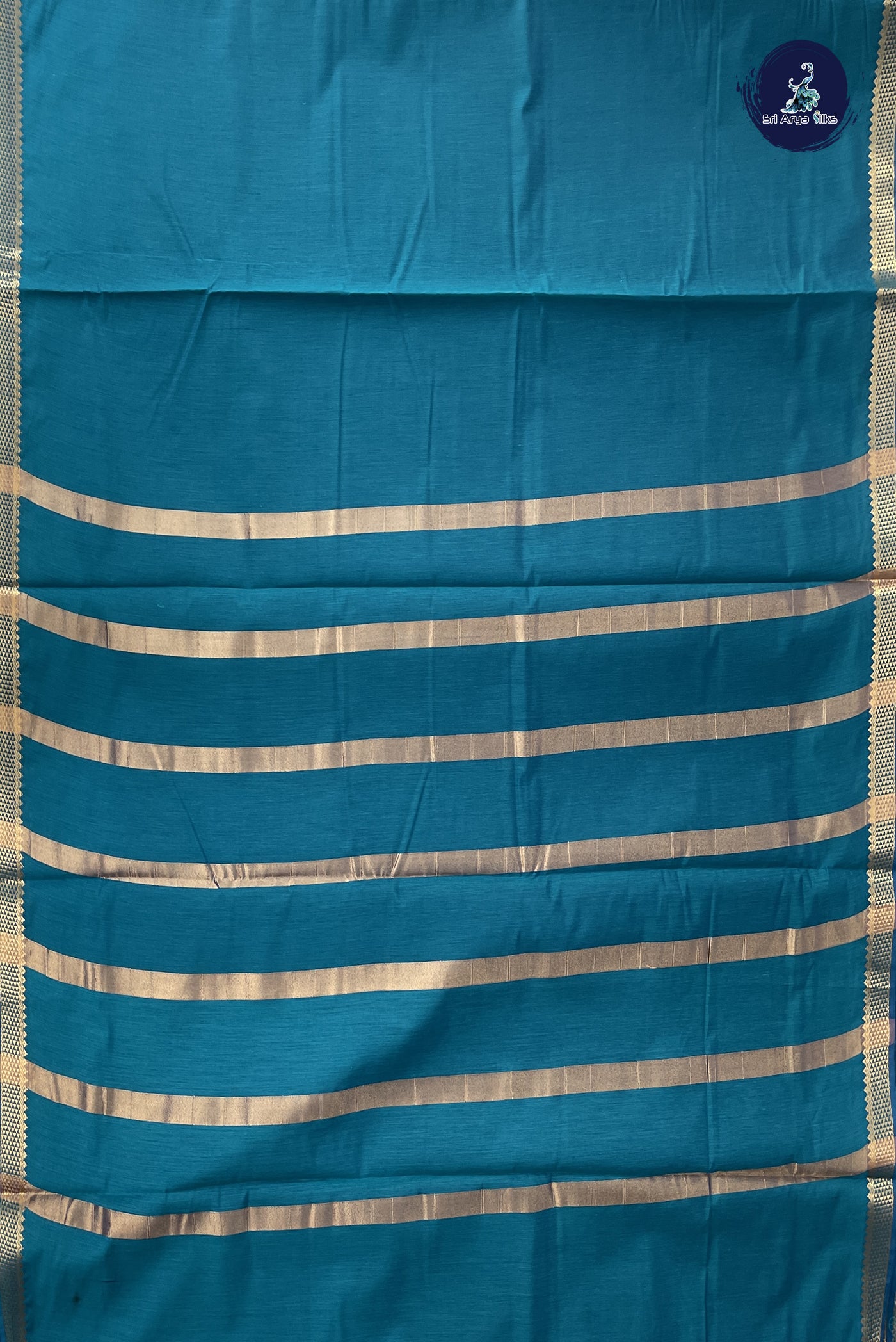 Sapphire Blue Madisar Semi Silk Cotton Saree With Plain Pattern