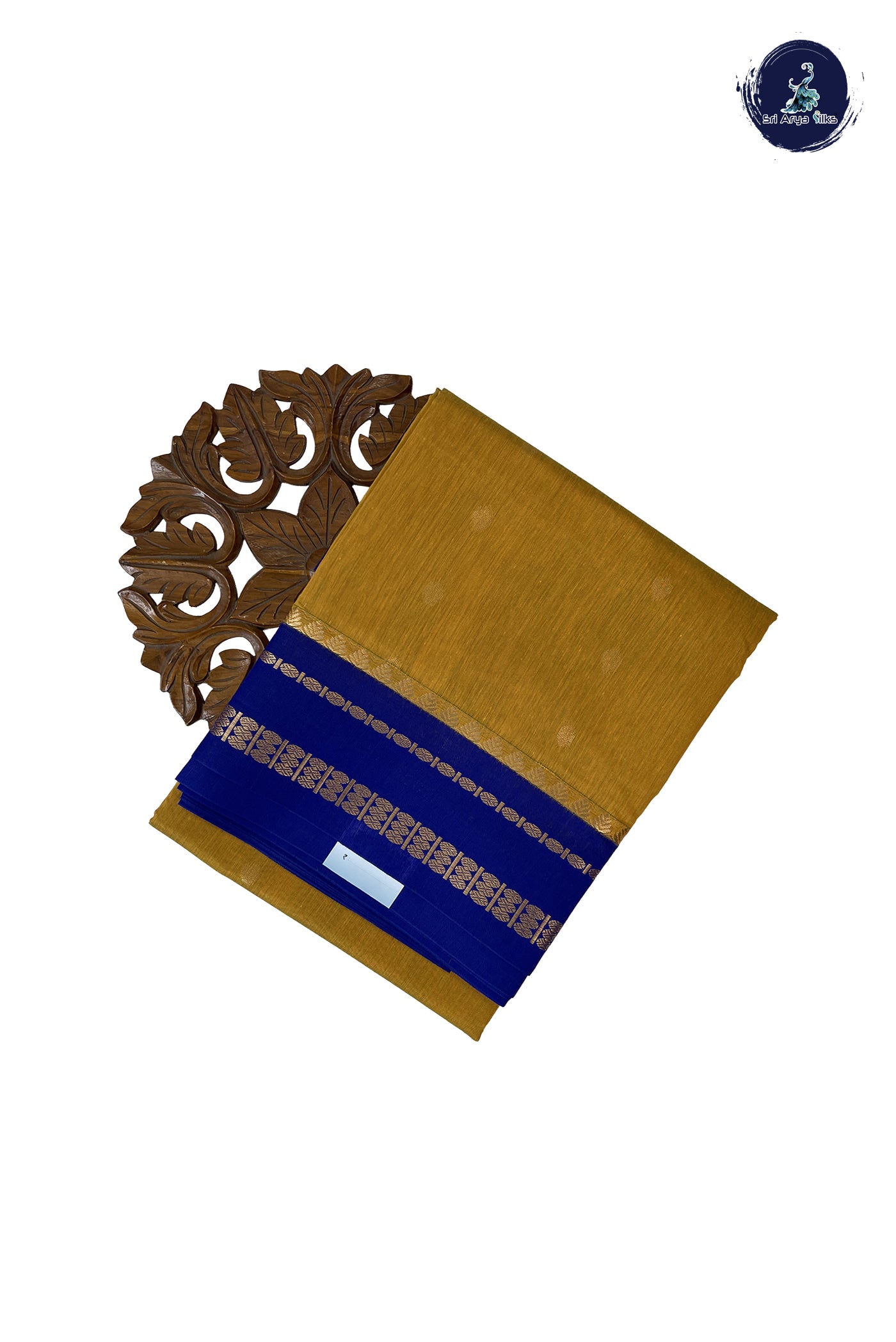 Mustard Yellow Madisar Semi Silk Cotton Saree With Zari Buttas Pattern