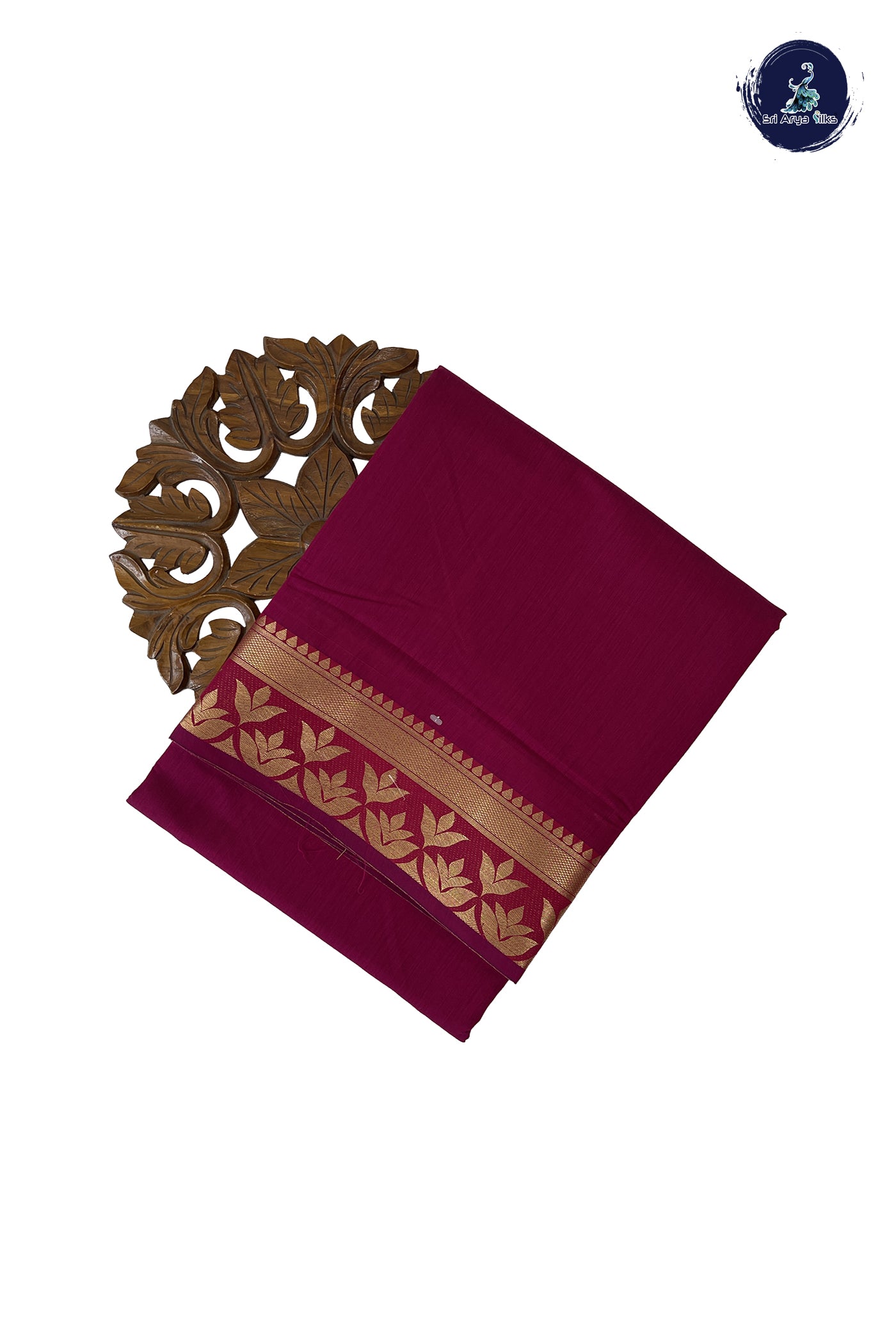 Magenta Madisar Semi Silk Cotton Saree With Plain Pattern