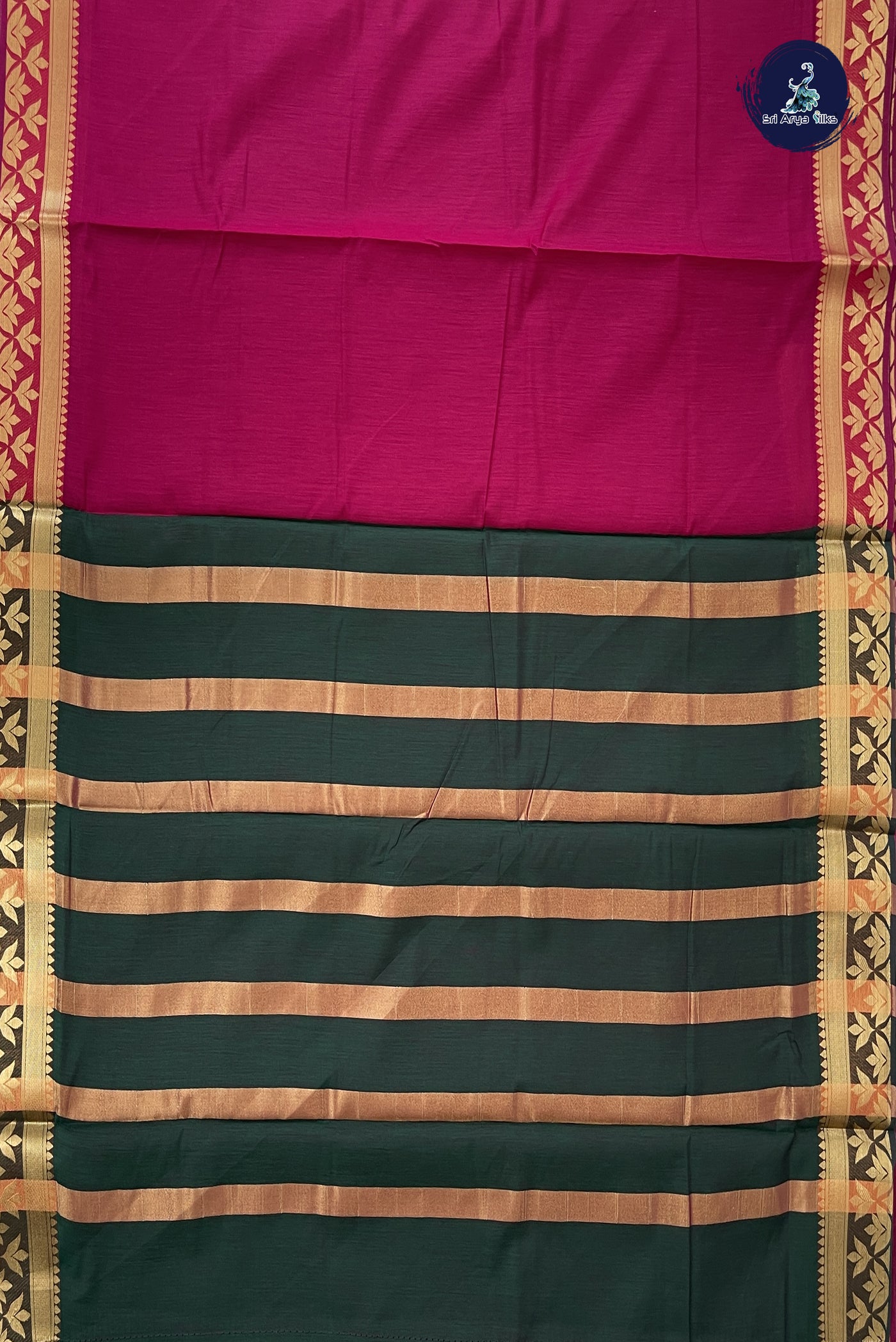 Magenta Madisar Semi Silk Cotton Saree With Plain Pattern