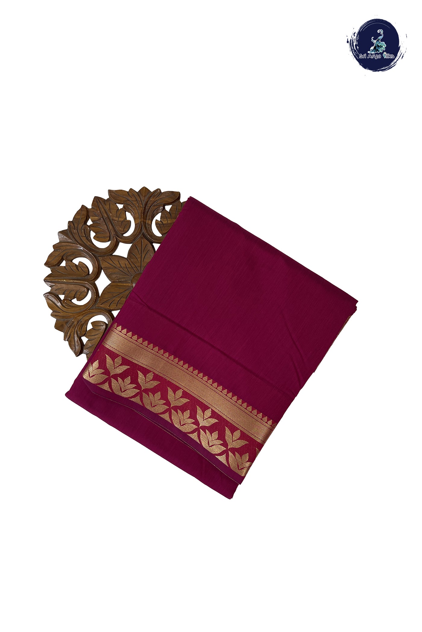 Magenta Madisar Semi Silk Cotton Saree With Plain Pattern