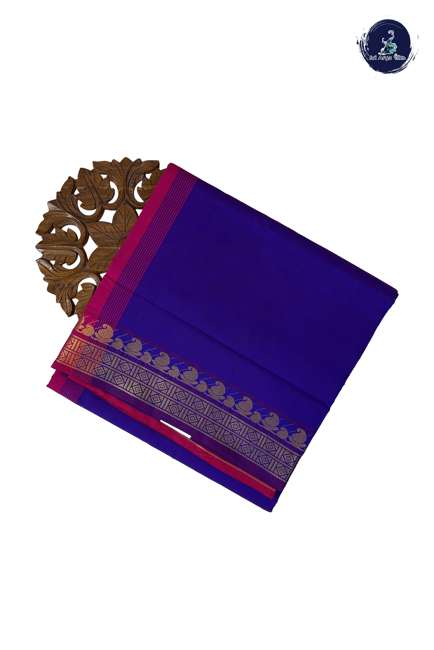 Dual Tone Purple Madisar Semi Silk Cotton Saree With Plain Pattern