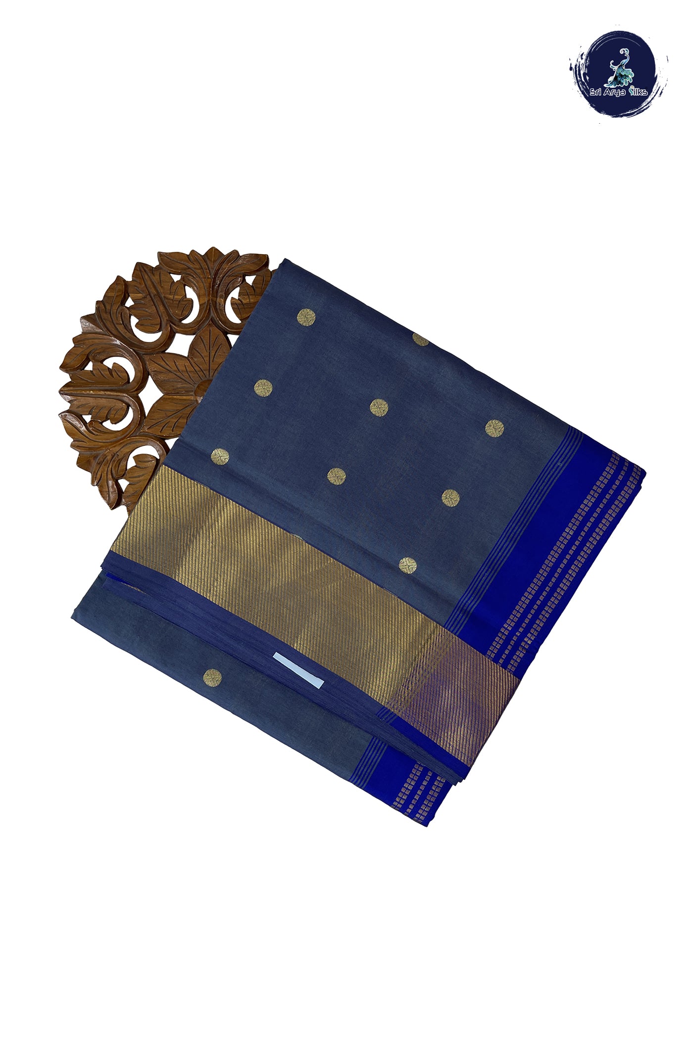 Grey Madisar Semi Silk Cotton Saree With Zari Buttas Pattern