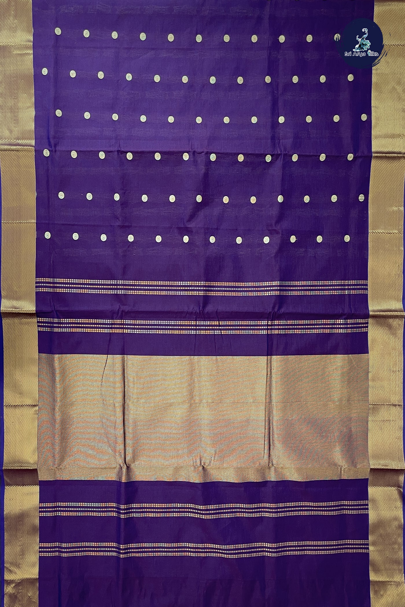 Brown Madisar Semi Silk Cotton Saree With Zari Buttas Pattern