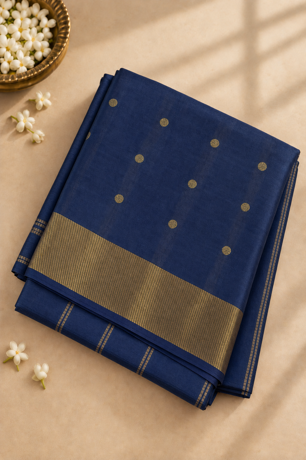 Grey Madisar Half pure Silk Cotton Saree With Zari Buttas Pattern