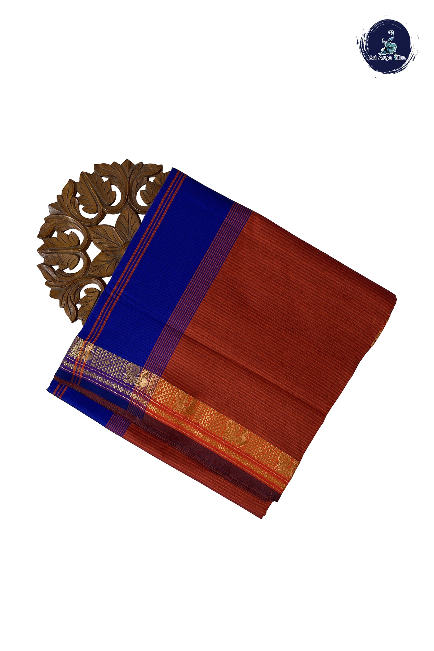 Orange Madisar Semi Silk Cotton Saree With Doria Lines Pattern