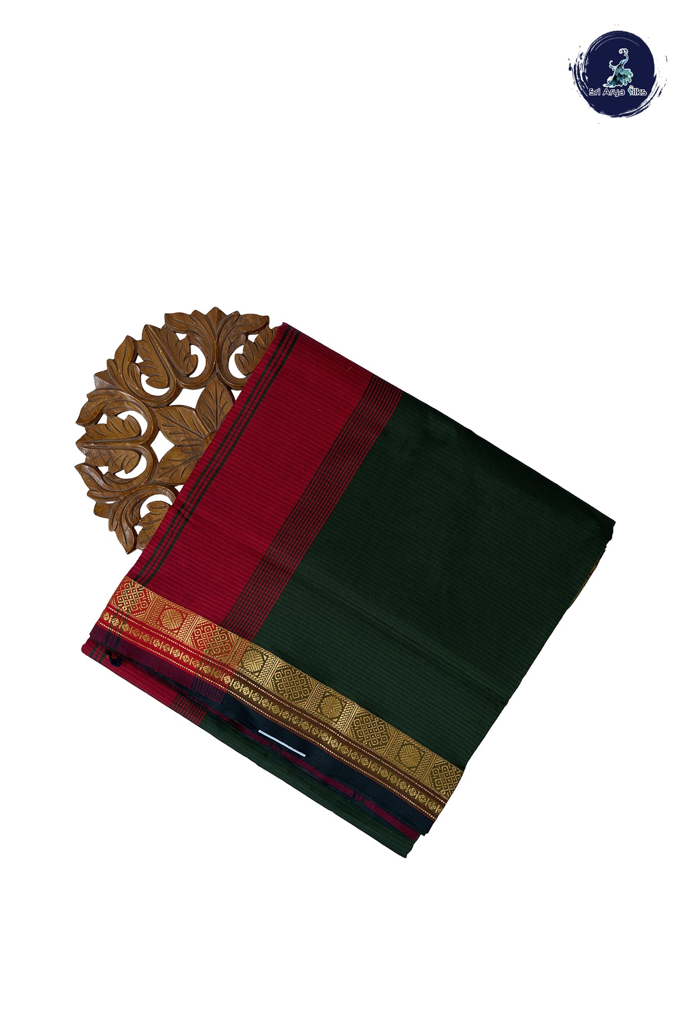 Green Madisar Semi Silk Cotton Saree With Doria Lines Pattern