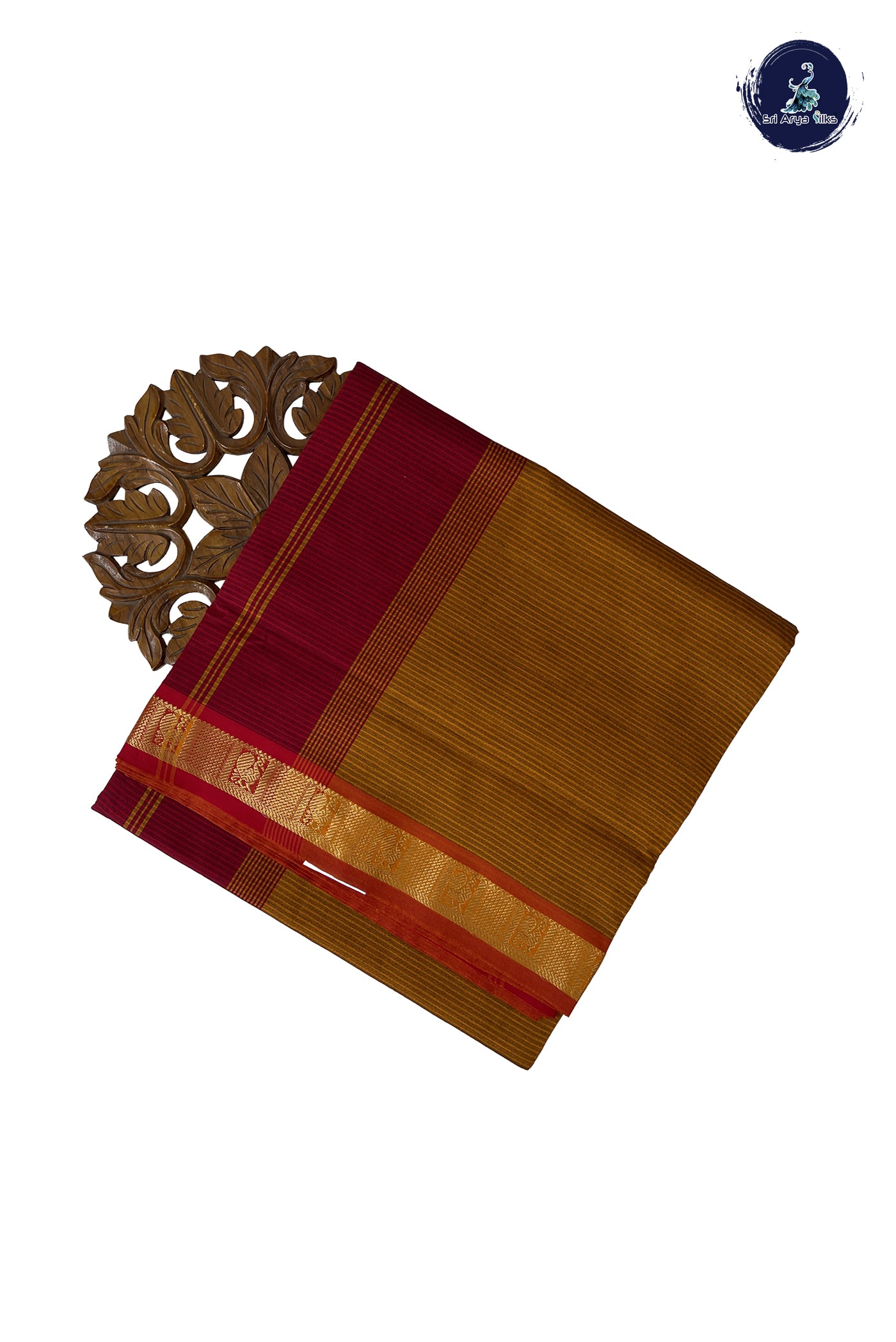 Mustard Yellow Madisar Semi Silk Cotton Saree With Doria Lines Pattern