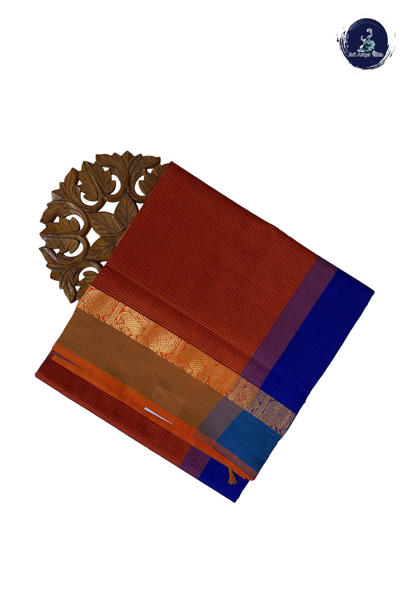 Orange Madisar Semi Silk Cotton Saree With Doria Lines Pattern