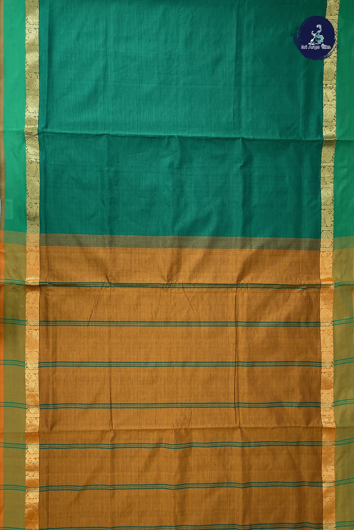 Green Madisar Semi Silk Cotton Saree With Doria Lines Pattern