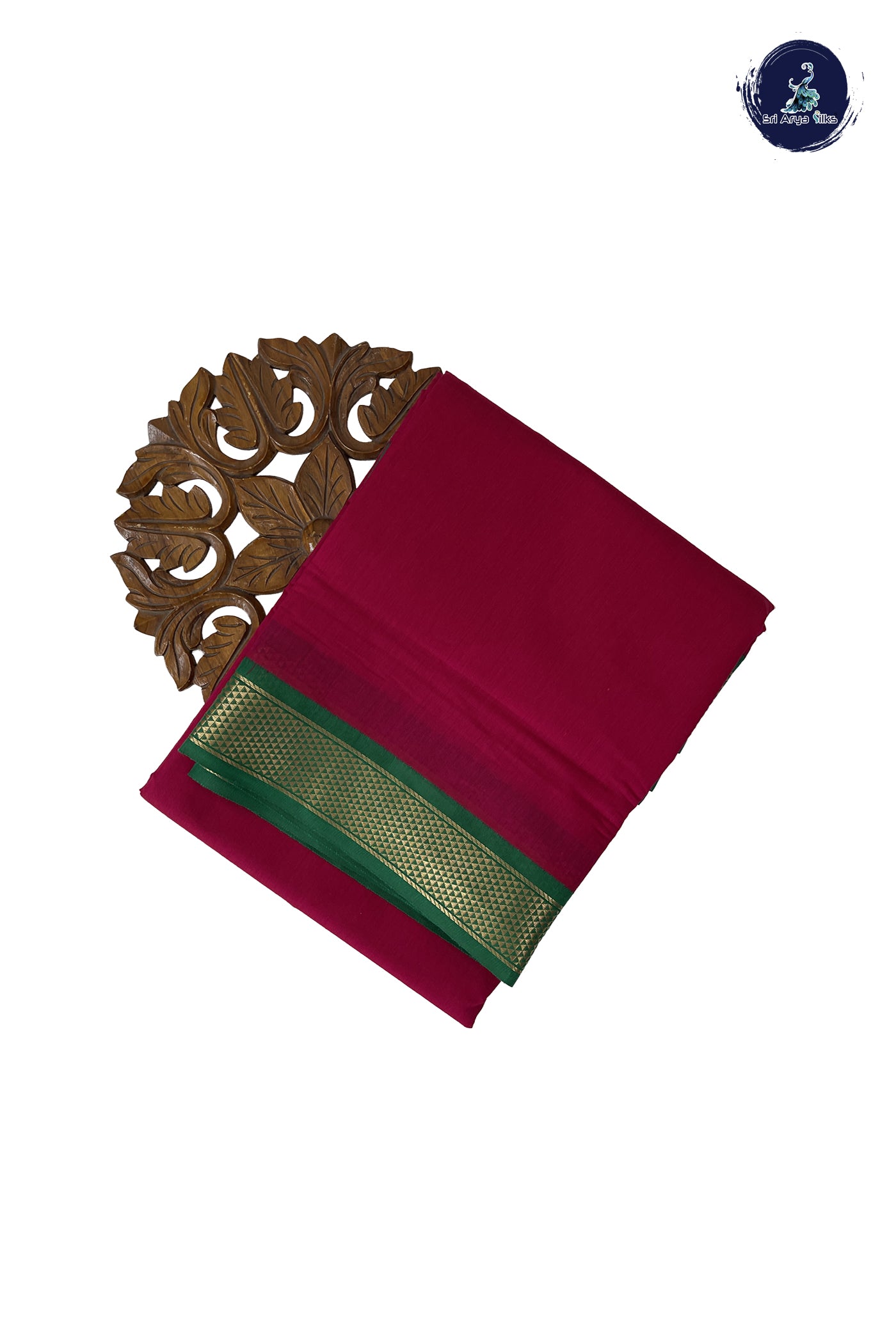 Dark Pink Madisar Semi Silk Cotton Saree With Plain Pattern