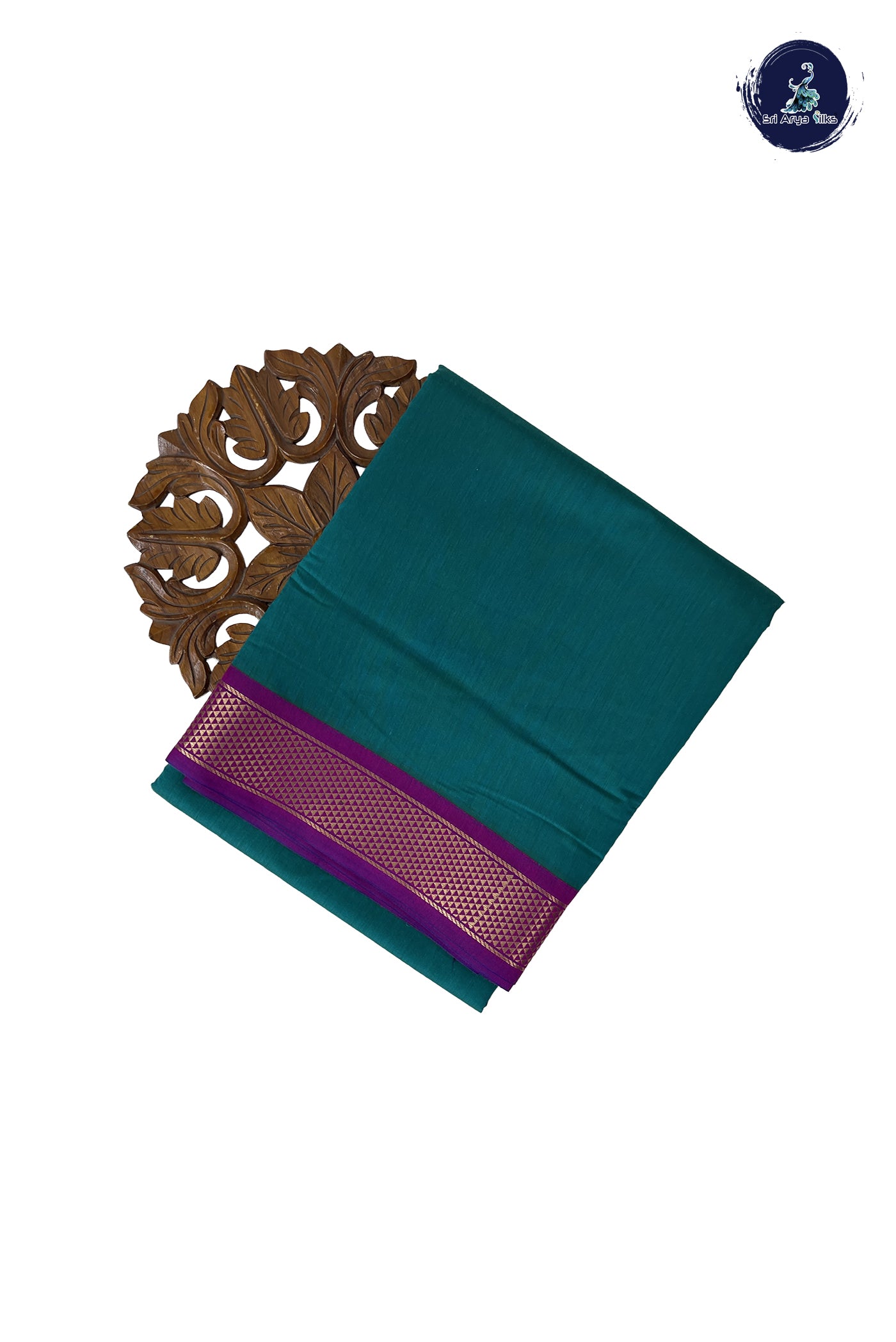 Green Madisar Semi Silk Cotton Saree With Plain Pattern
