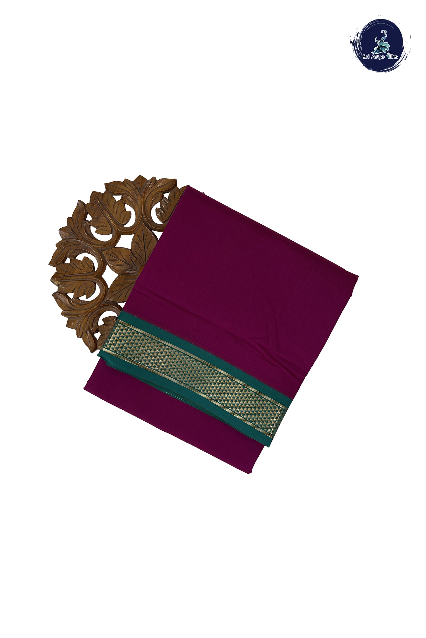 Magenta Purple Madisar Semi Silk Cotton Saree With Plain Pattern