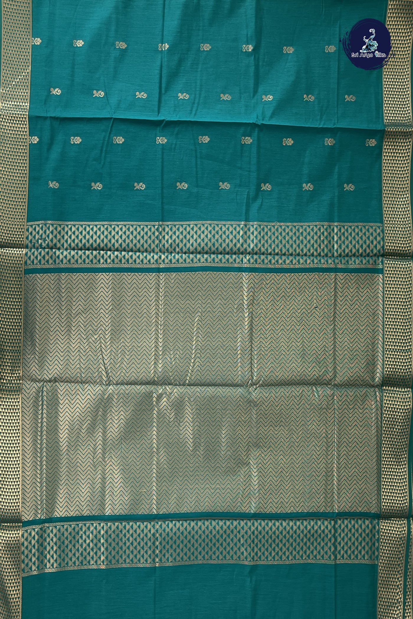 Green Madisar Semi Silk Cotton Saree With Zari Buttas Pattern