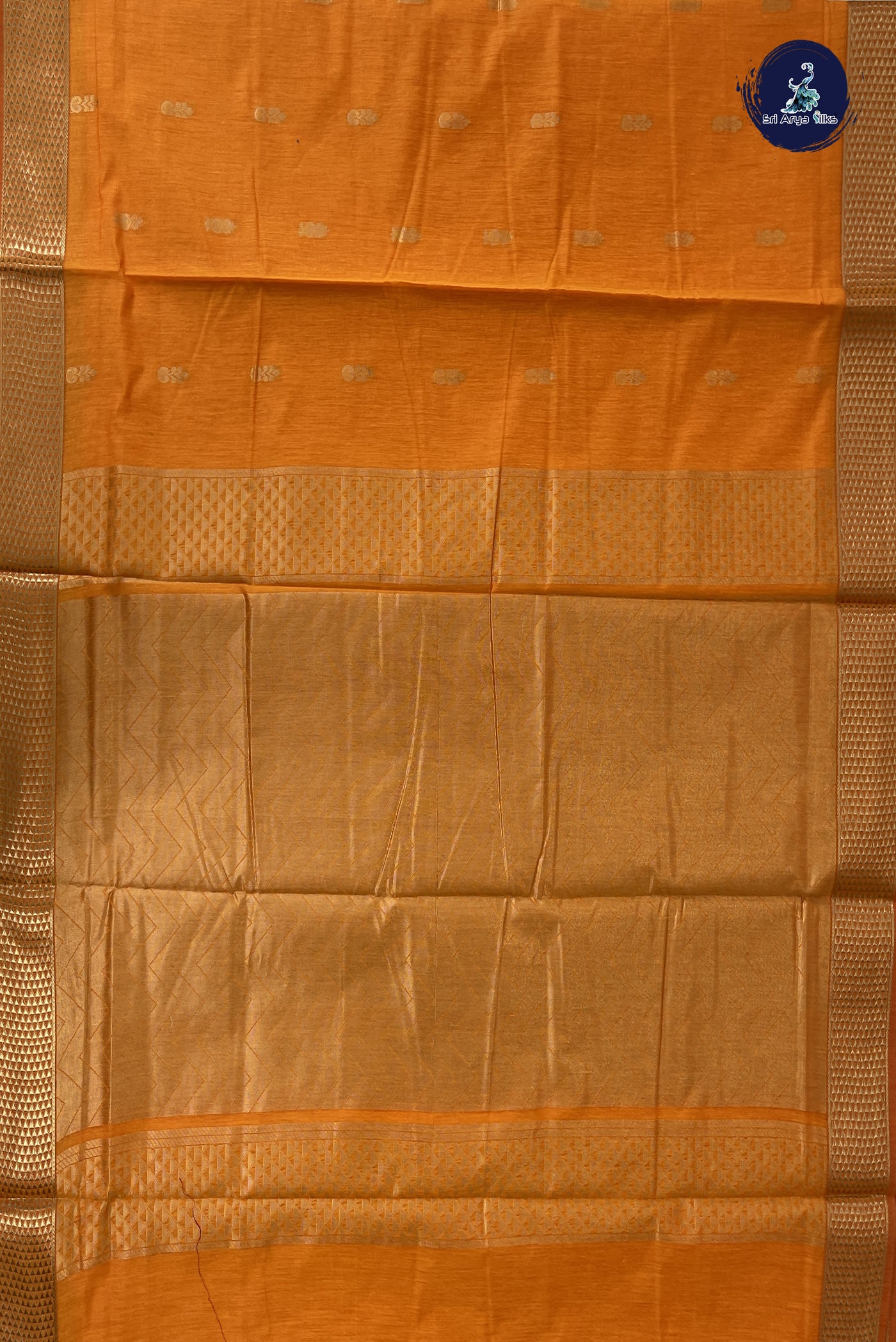 Yellow Madisar Semi Silk Cotton Saree With Zari Buttas Pattern