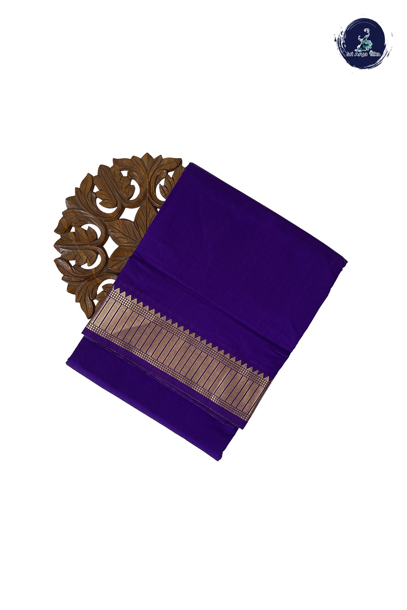 Violet Madisar Semi Silk Cotton Saree With Plain Pattern