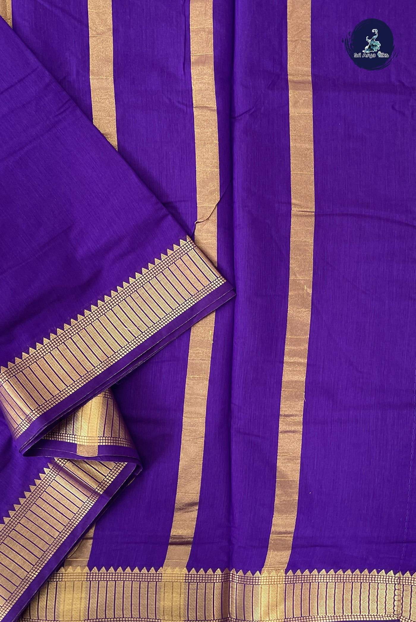 Violet Madisar Semi Silk Cotton Saree With Plain Pattern
