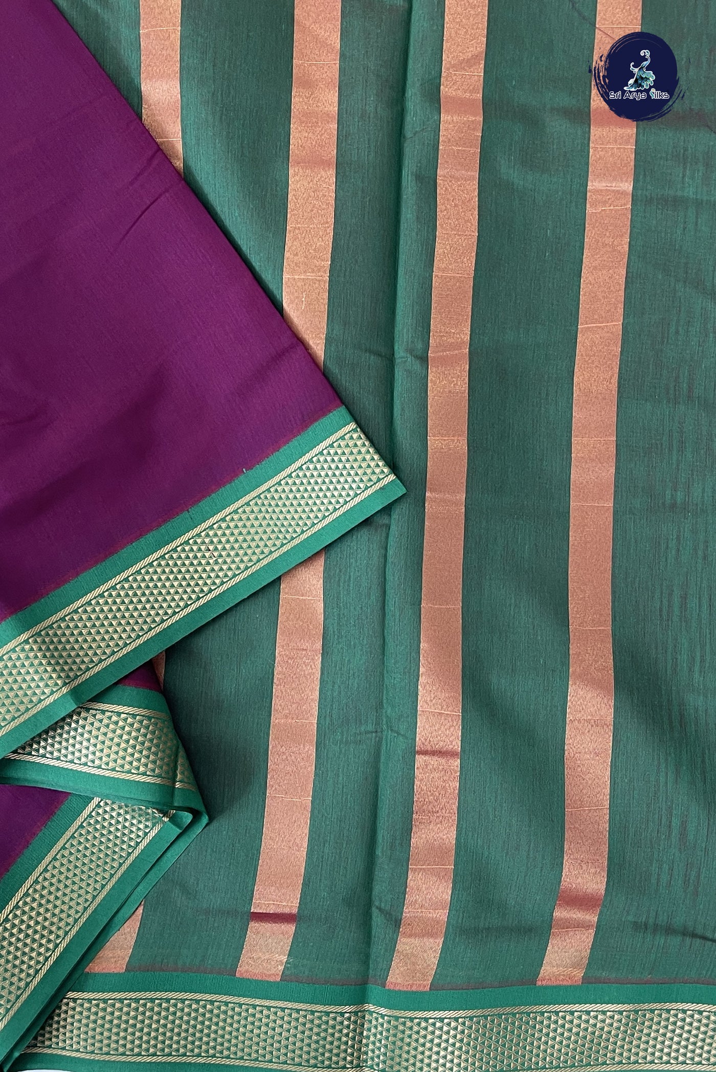 Pinkish Maroon Madisar Semi Silk Cotton Saree With Plain Pattern