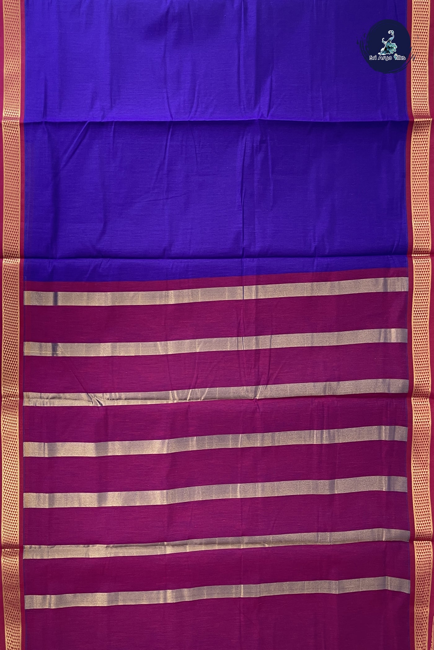 Violet Madisar Semi Silk Cotton Saree With Plain Pattern