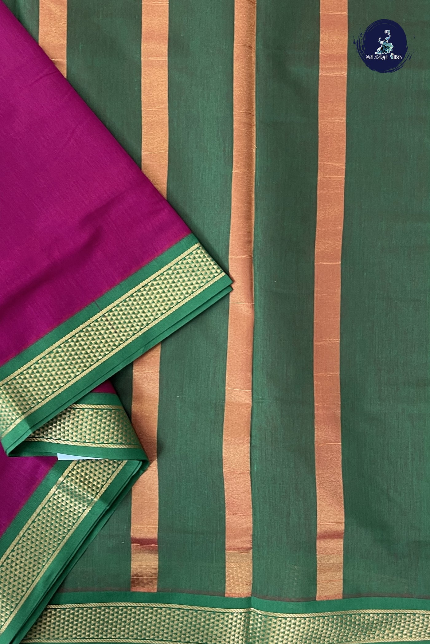 Burgundy Madisar Semi Silk Cotton Saree With Plain Pattern