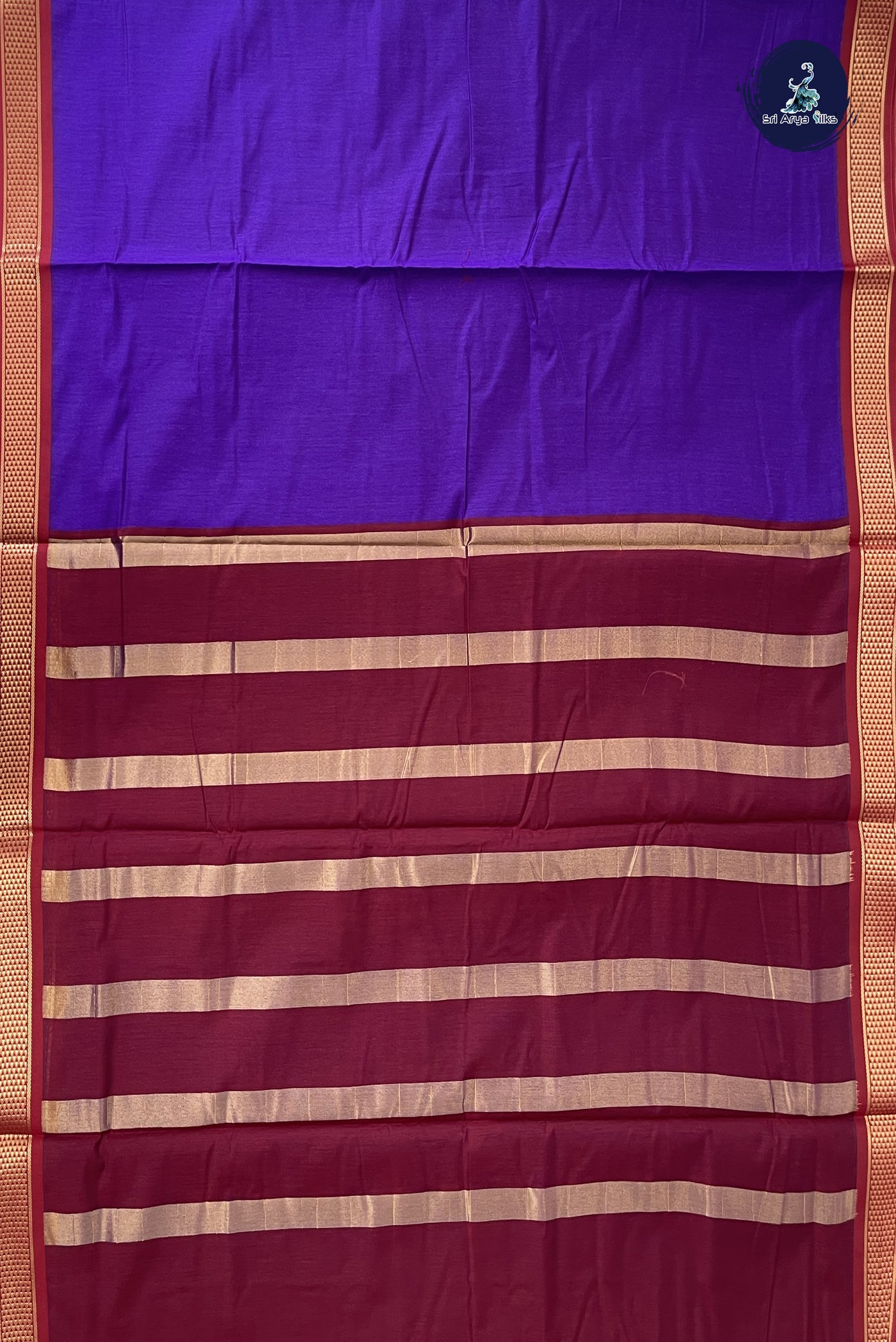 Violet Madisar Semi Silk Cotton Saree With Plain Pattern