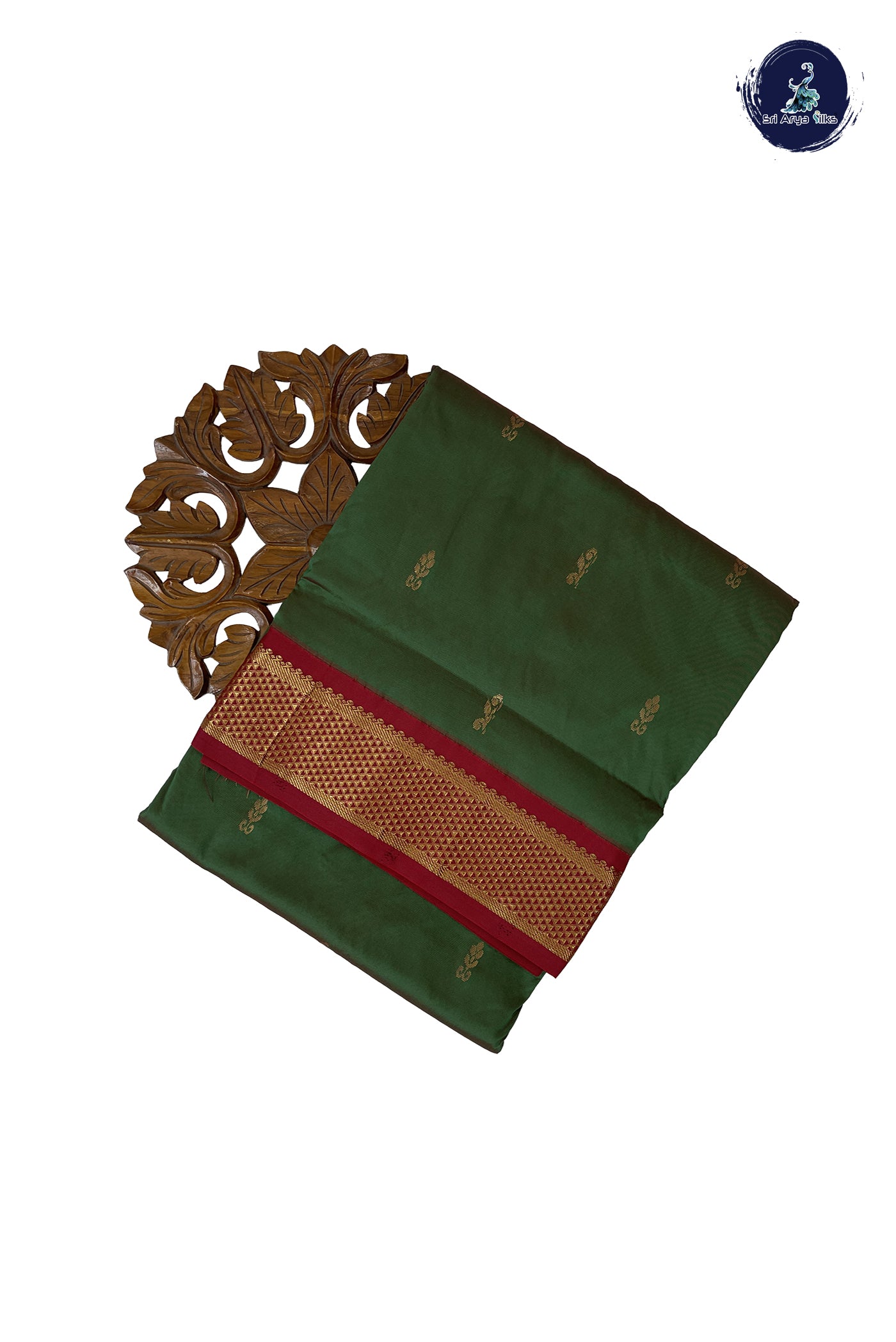 Dual Tone Green Madisar Semi Silk Saree With Zari Buttas Pattern