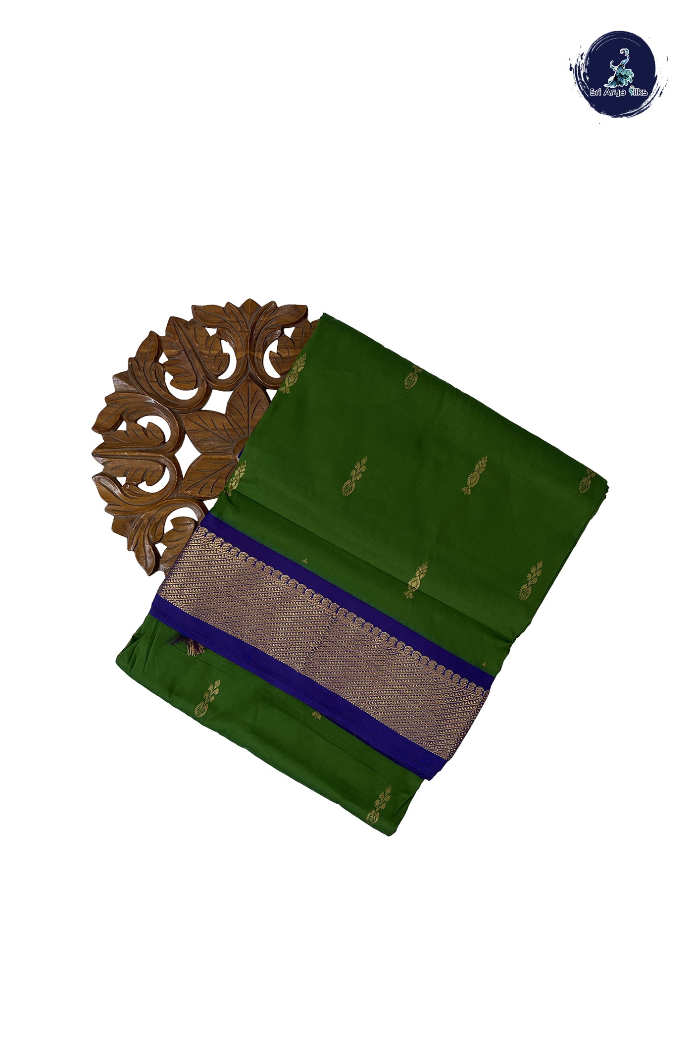 Mehendi Green Madisar Semi Silk Saree With Zari Buttas Pattern