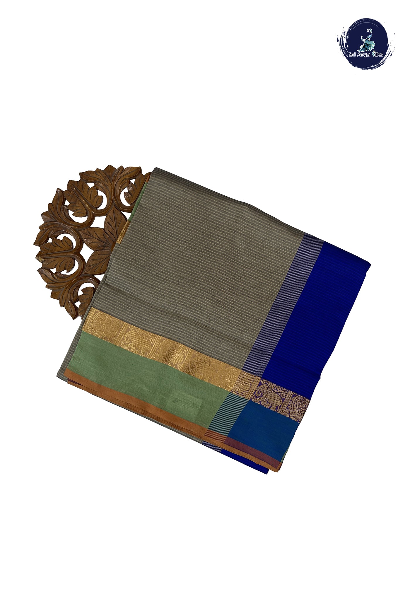 Grey Madisar Semi Silk Cotton Saree With Doria Lines Pattern