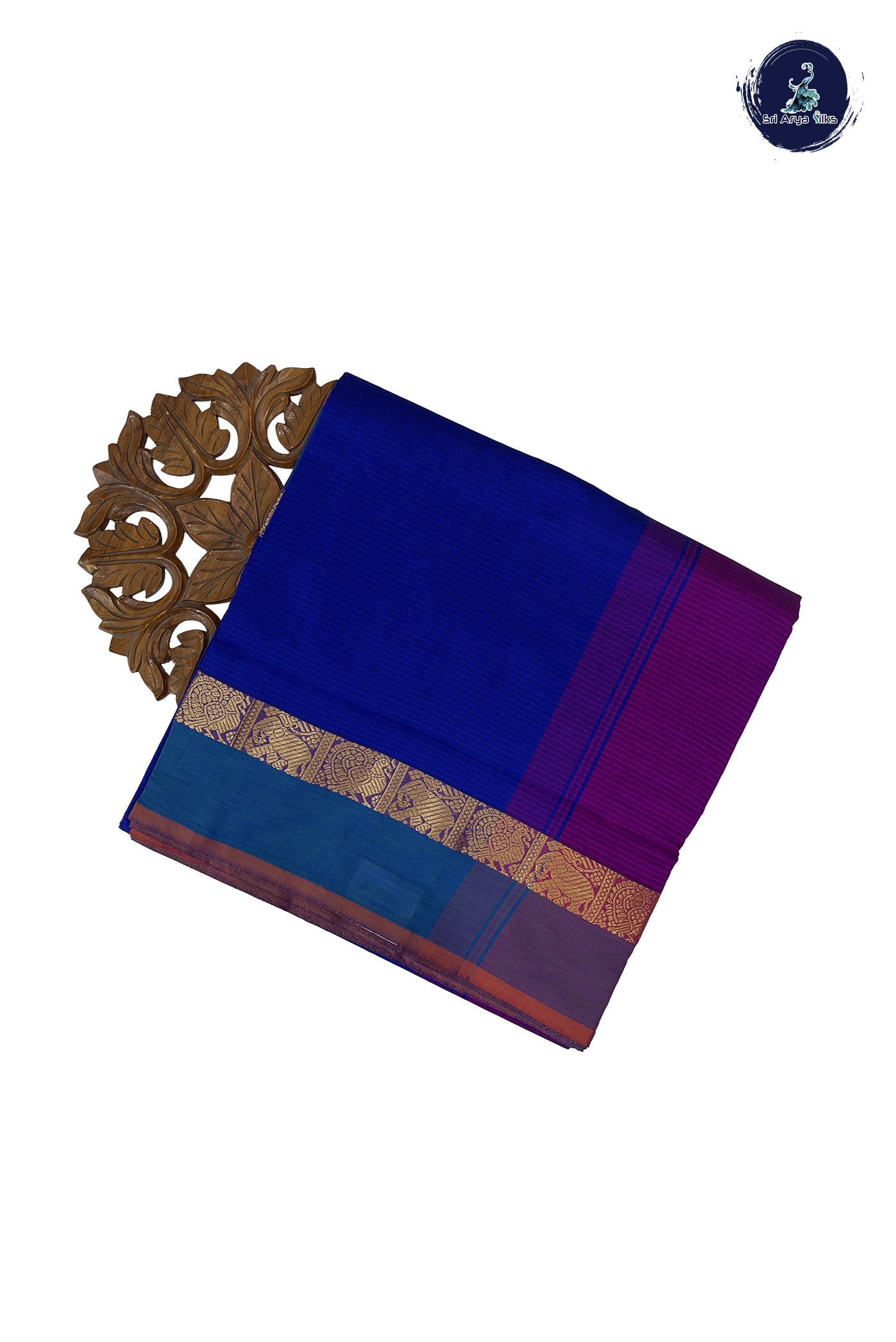 Blue Madisar Semi Silk Cotton Saree With Doria Lines Pattern