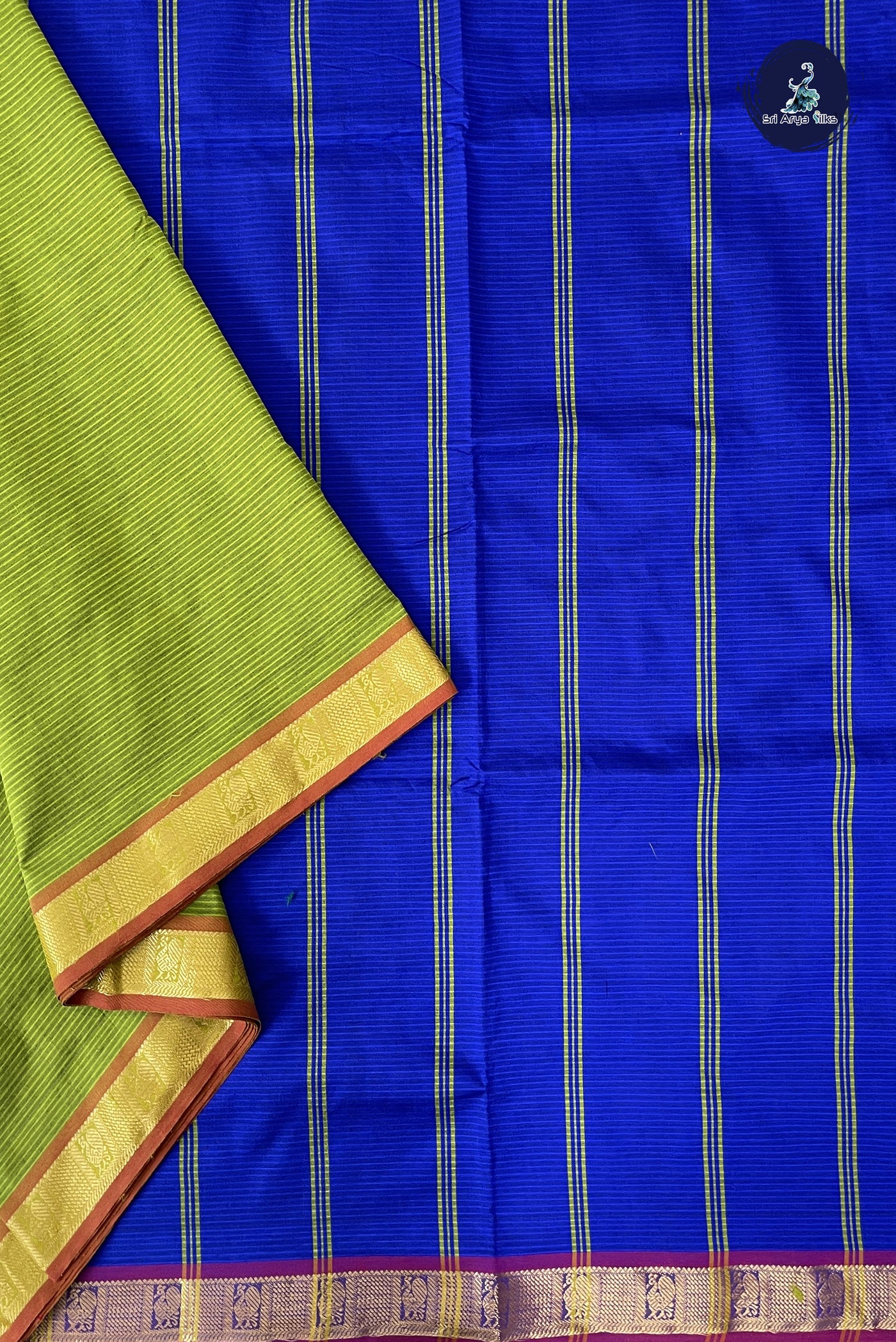 Light Green Madisar Semi Silk Cotton Saree With Doria Lines Pattern